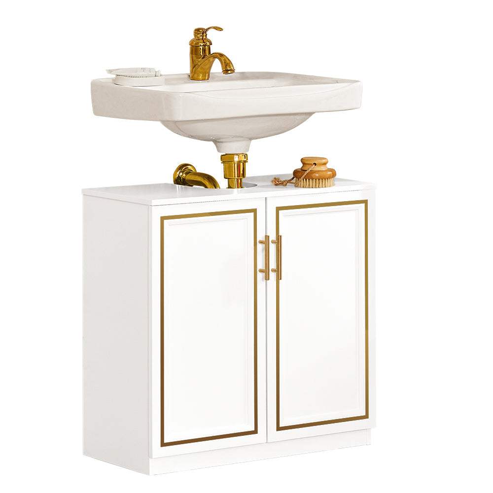 SoBuy BZR86-W Meuble sous-Lavabo, Meuble sous-Vasque à 2 Portes, Meuble sous Évier, Salle de Bain, Placard de Rangement