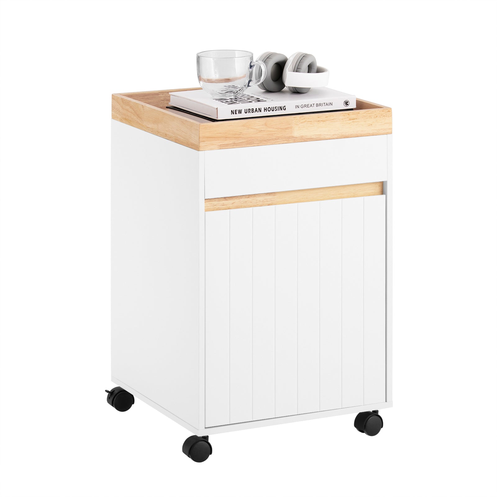 SoBuy ASK03-W Caisson de Bureau à Roulettes, Organizer Bureau Bureau, Caisson de Rangement Bureau avec Tiroirs
