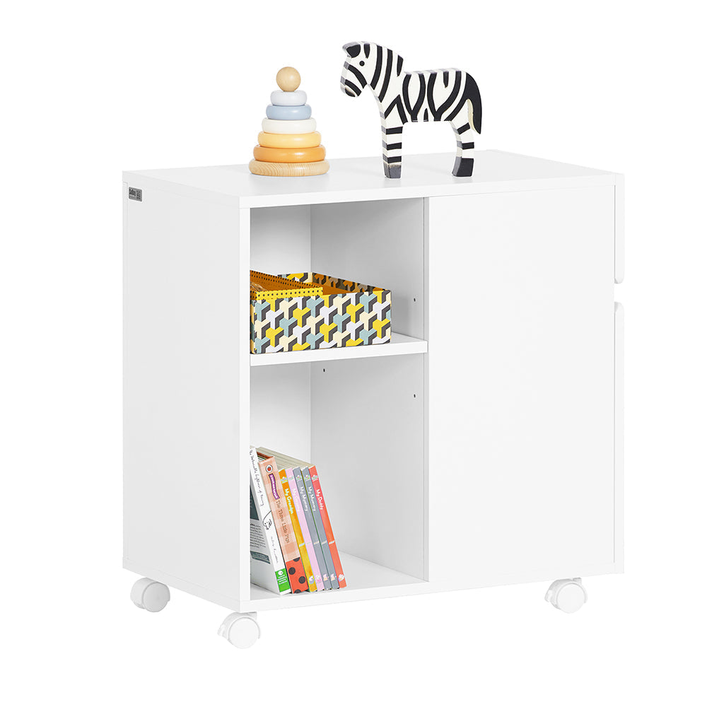 SoBuy ASK05-W Caisson de Bureau Support Imprimante Roulant Organisateur Bureau Mobile Caisson avec Tiroirs et Compartiments Bureau