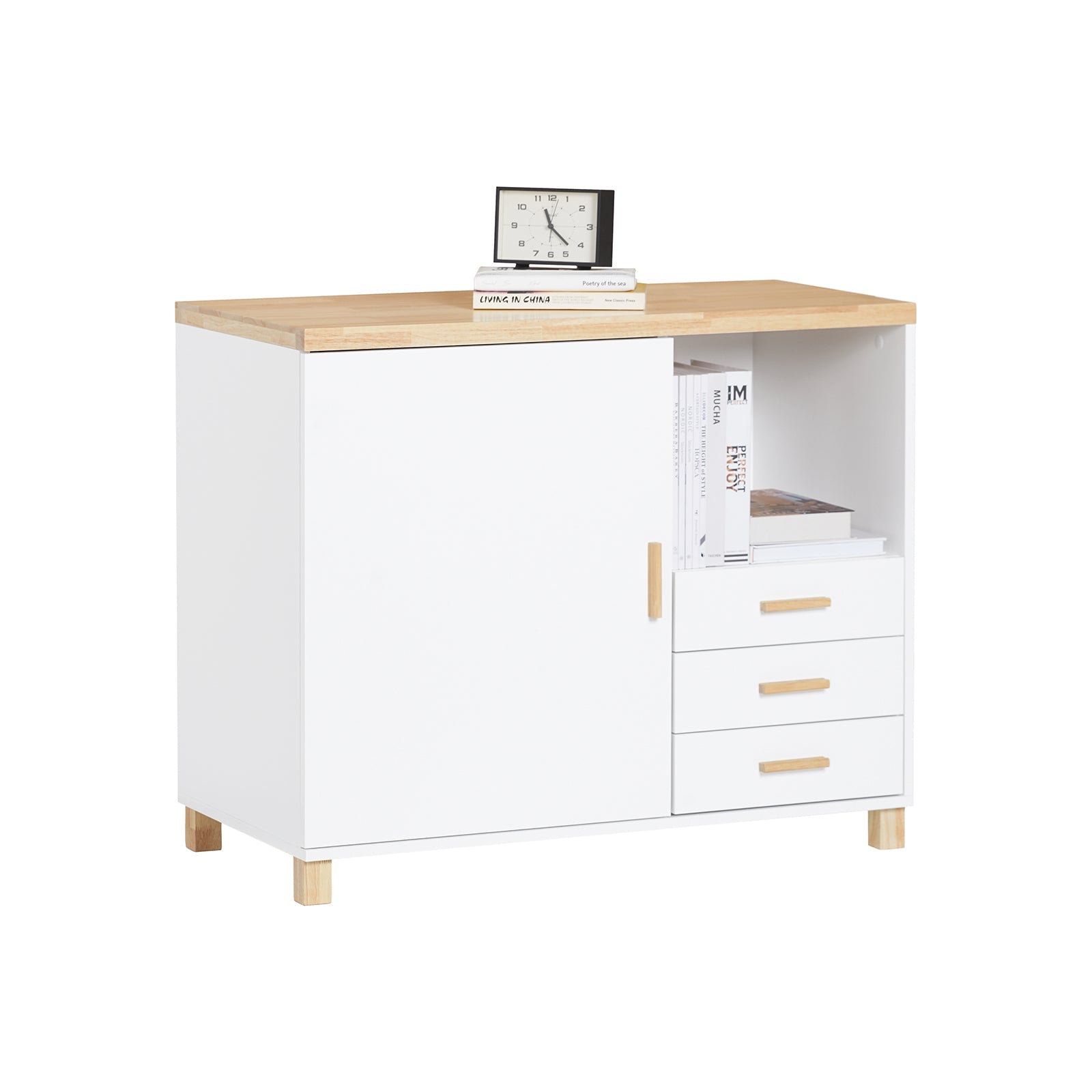 SoBuy ASK07-WN Caisson de Bureau, Support Imprimante Bureau, Caisson de Rangement avec Tiroirs