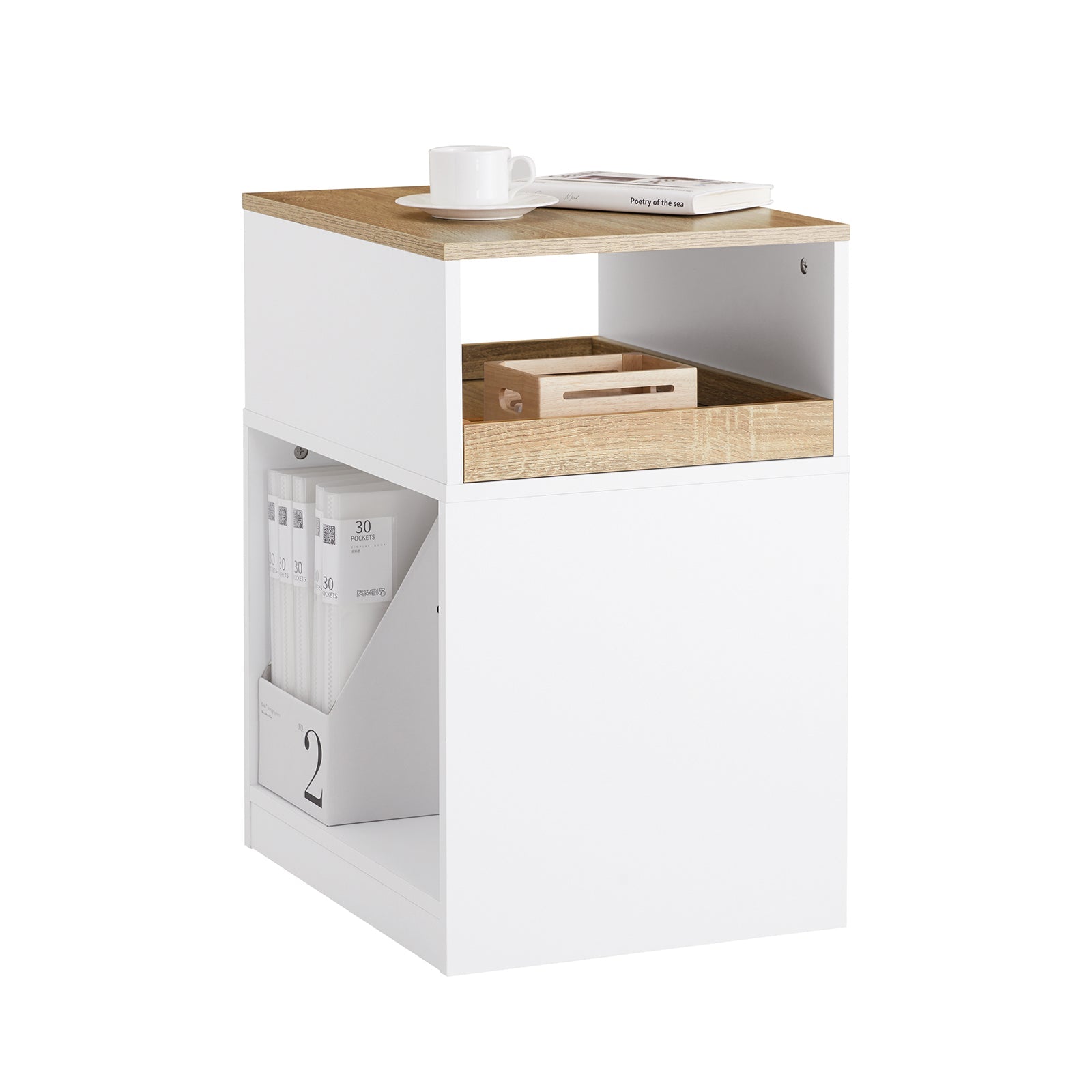 SoBuy ASK08-WN Caisson de Bureau Mobile avec 1 Tiroir Amovible et 2 Compartiments | Prévente