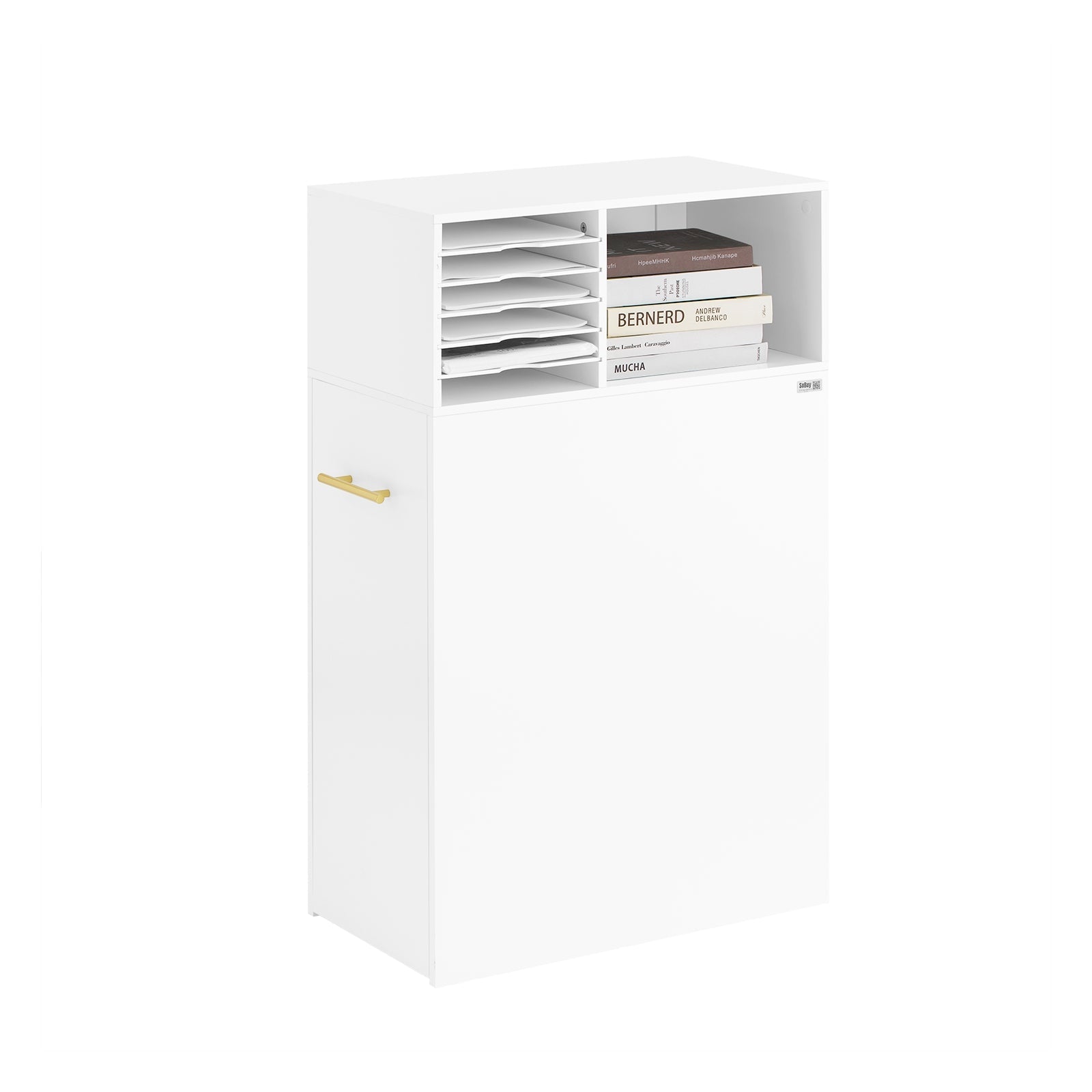SoBuy ASK12-W Caisson de Bureau à Roulettes, Support Imprimante Roulant, Organisateur Bureau Bureau, Caisson de Rangement avec Compartiments