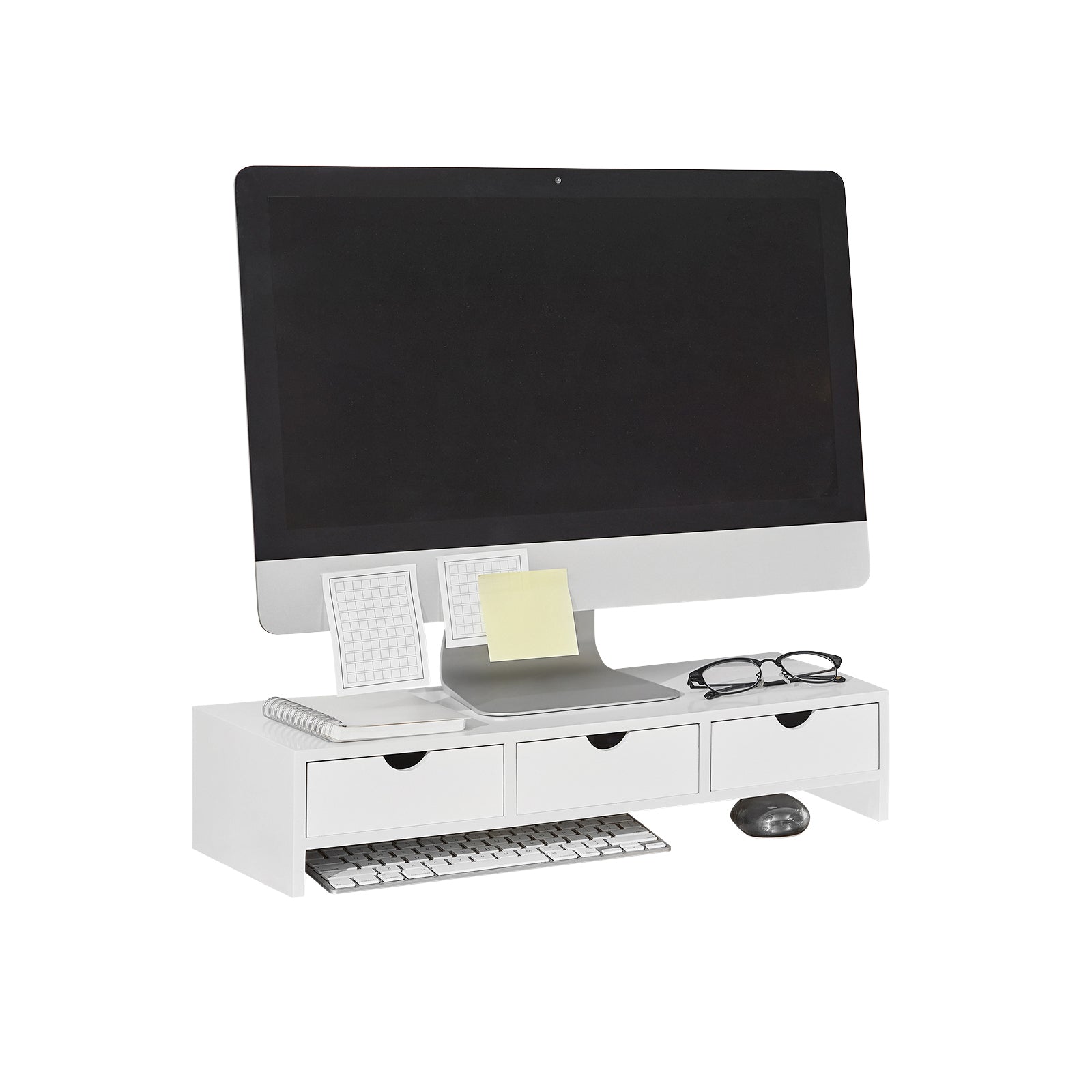 SoBuy BBF03-W Support de Moniteur Écran Ergonomique Support pour Écran d'ordinateur Universel, Ordinateur Portable 