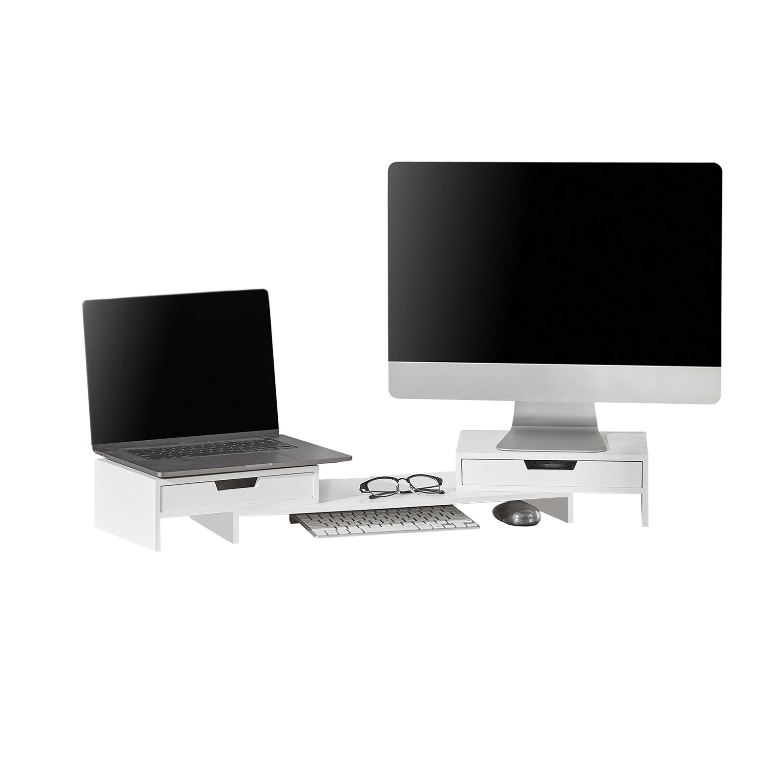 SoBuy BBF04-W Support Moniteur Écran Ergonomique Support pour Écran d'ordinateur avec Longueur et Angle réglables