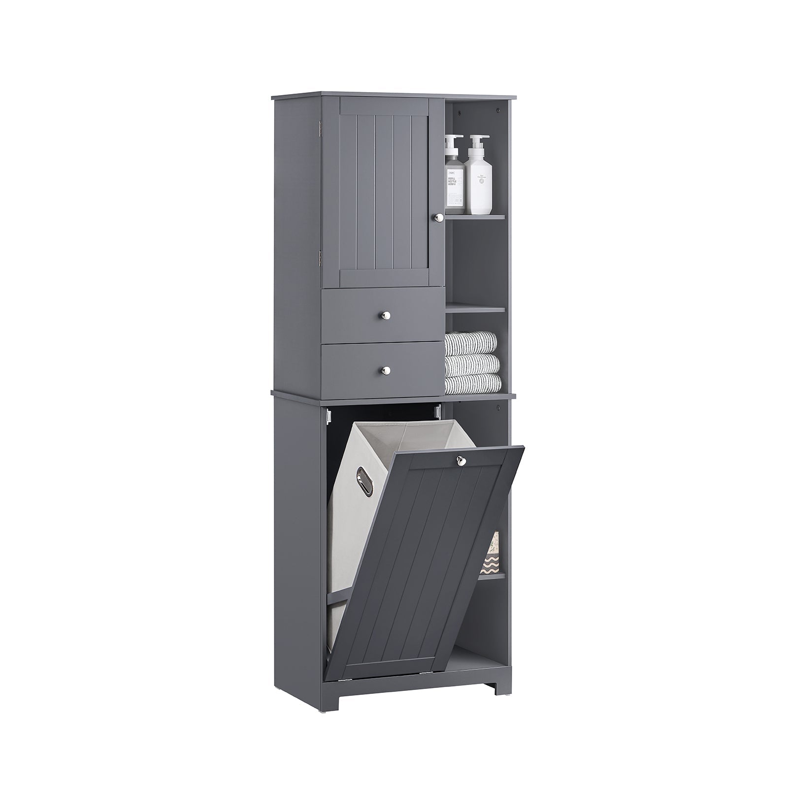 SoBuy BZR104-DG Meuble Colonne avec 2 Portes et 2 Tiroirs