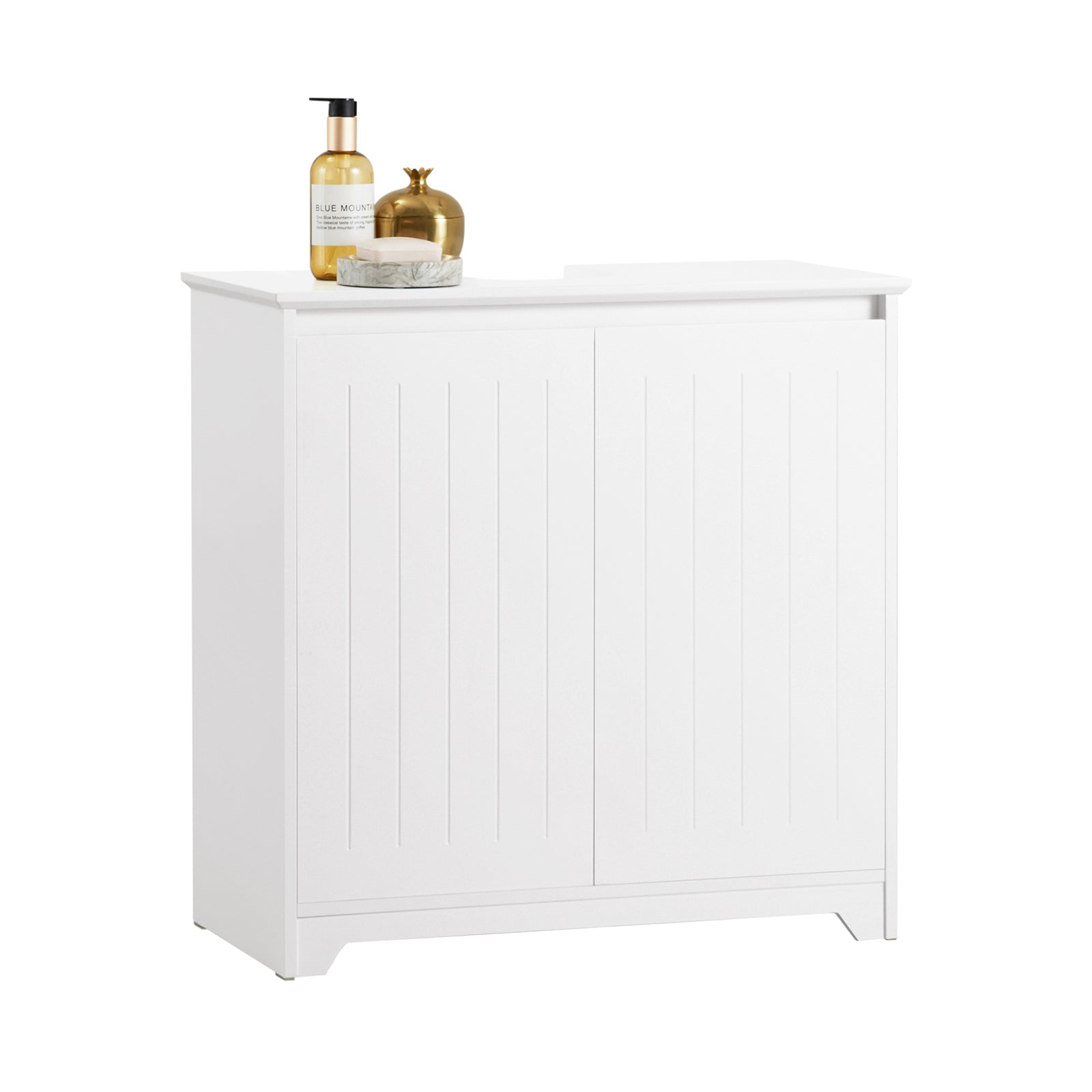 SoBuy BZR108-W Meuble sous Lavabo de Salle de Bain, Meuble sous évier, Meuble sous Vasque, Meuble évier de Cuisine avec 2 Portes