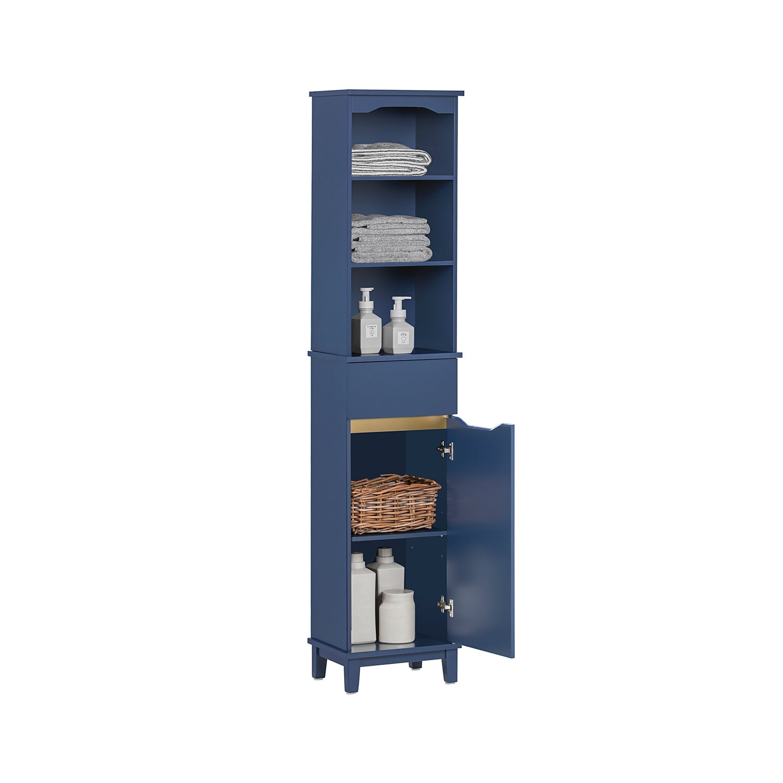 SoBuy BZR112-B Meuble Colonne de Salle de Bain, Armoire Haute, Étagère de Rangement, Placard de Rangement, Colonne de Rangement