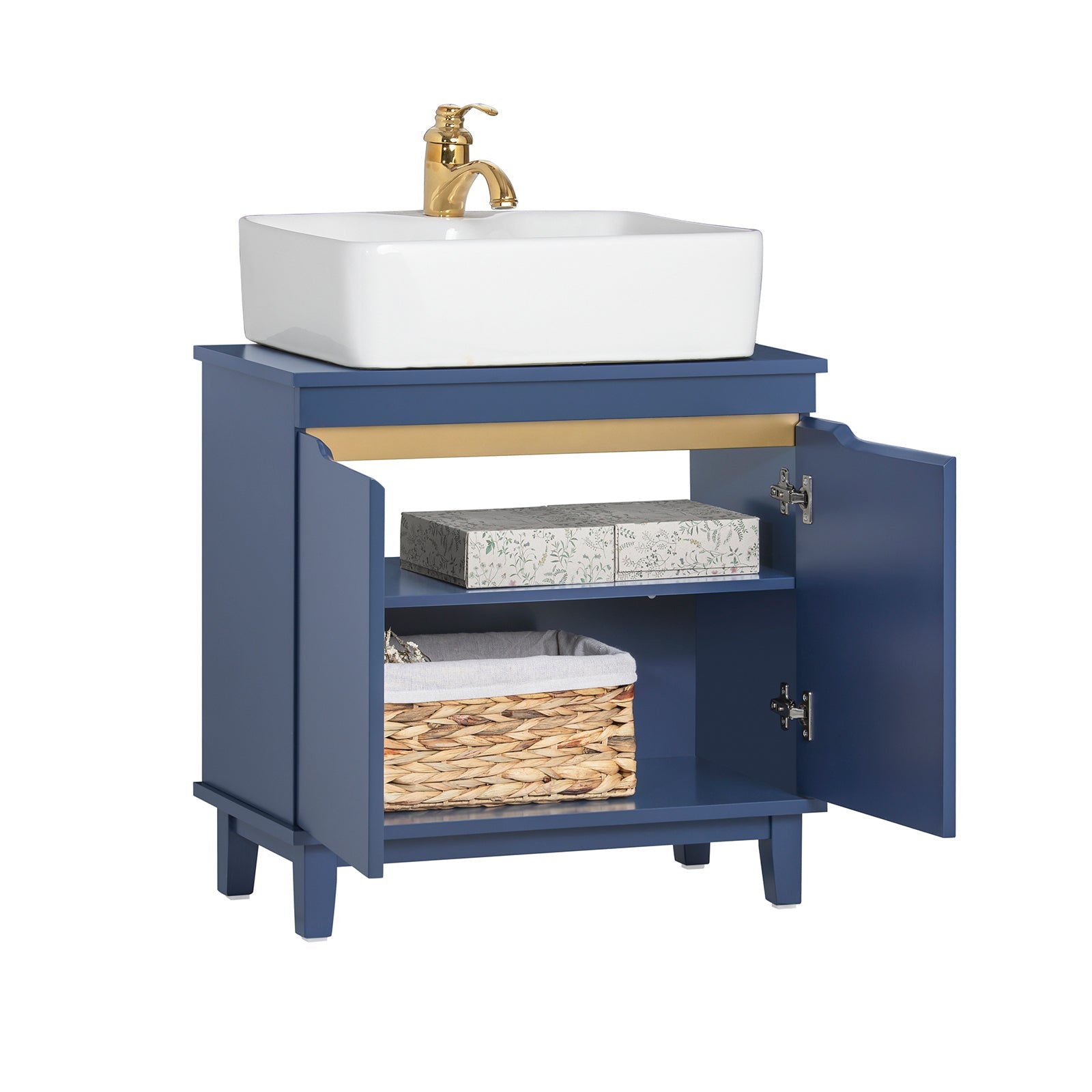 SoBuy BZR113-B Meubly sous-Lavabo, Meubly sous-Vasque à 2 Portes de Salle de Bain, Placard de Rangement, Bleu foncé