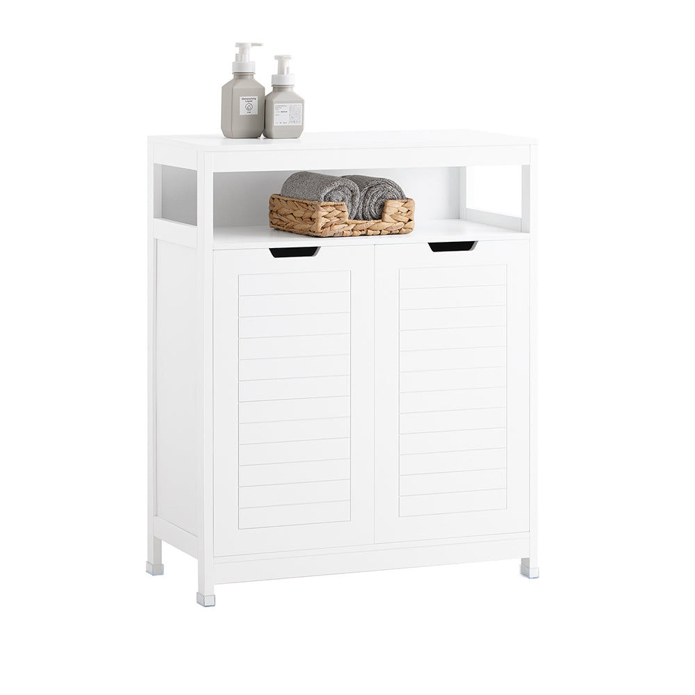 SoBuy BZR121-W Meuble Salle de Bain Armoire Toilette Commode Placard Meuble de Rangement avec 2 Portes, Étagères réglables