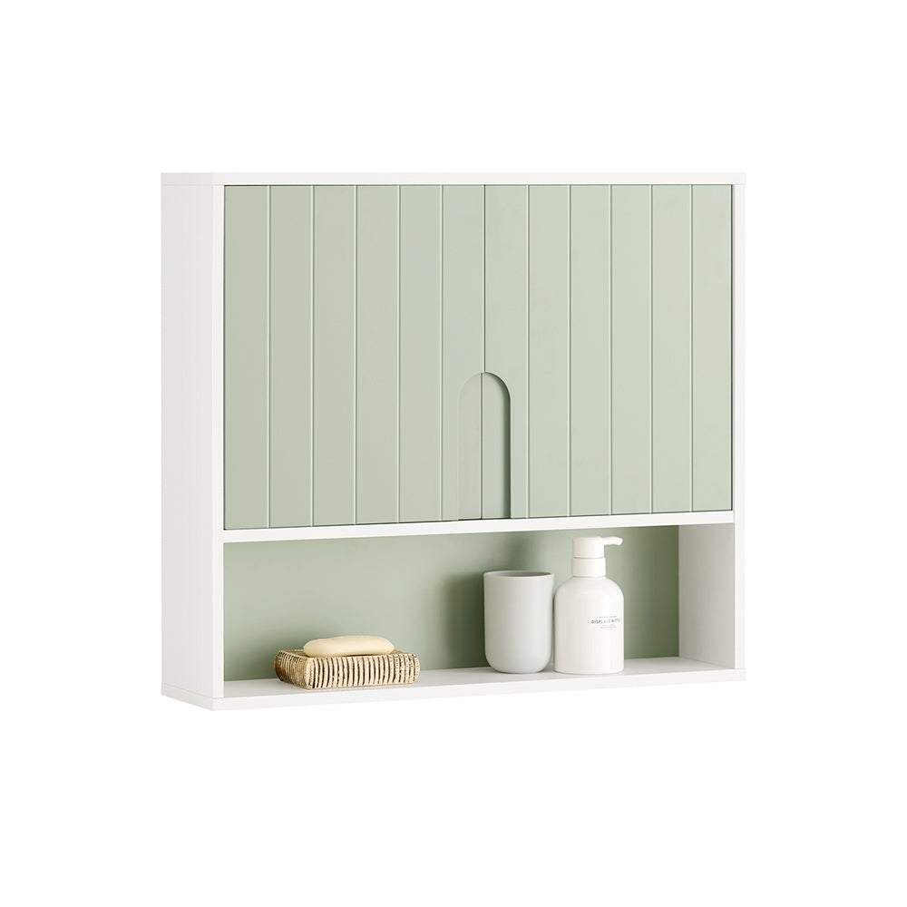 SoBuy BZR140-GR Armoire Murale, Placard de Rangement Suspendu Salle de Bain, Meuble Haut | Prévente