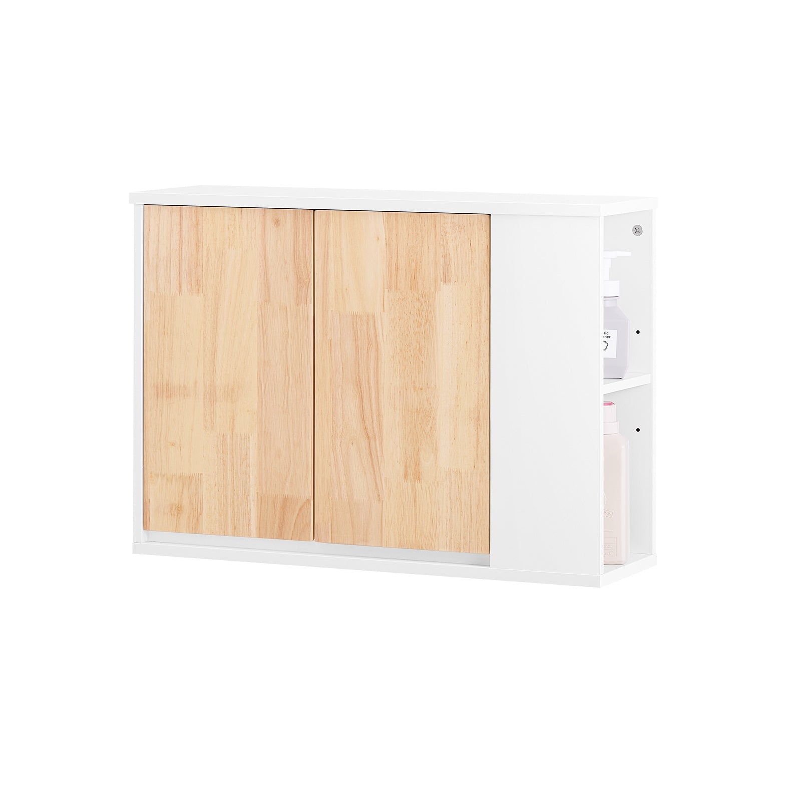 SoBuy BZR144-WN Armoire Murale, Placard de Rangement, Meuble Haut avec 2 Portes, Étagère latérale et Ouverte