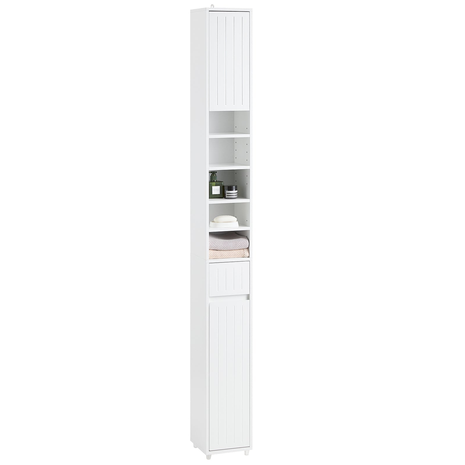 SoBuy BZR160-W Meuble Colonne Salle de Bain, Armoire Placard Étroite, 1 Tiroir, 2 Portes | Prévente