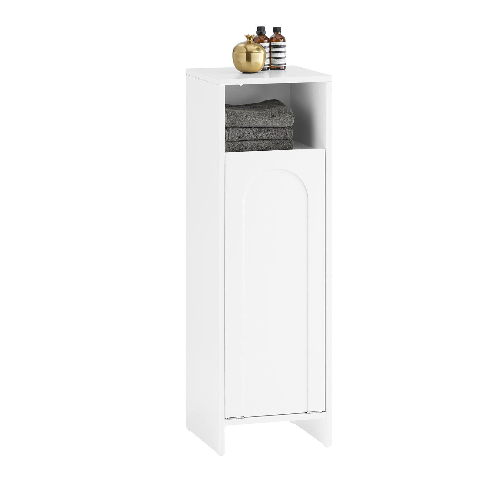 SoBuy BZR161-W Bassin de Basket Salle de Bain Corbeille à Linge Gamme Menu 1 Compartiment et 1 Panier à Linge Amovible
