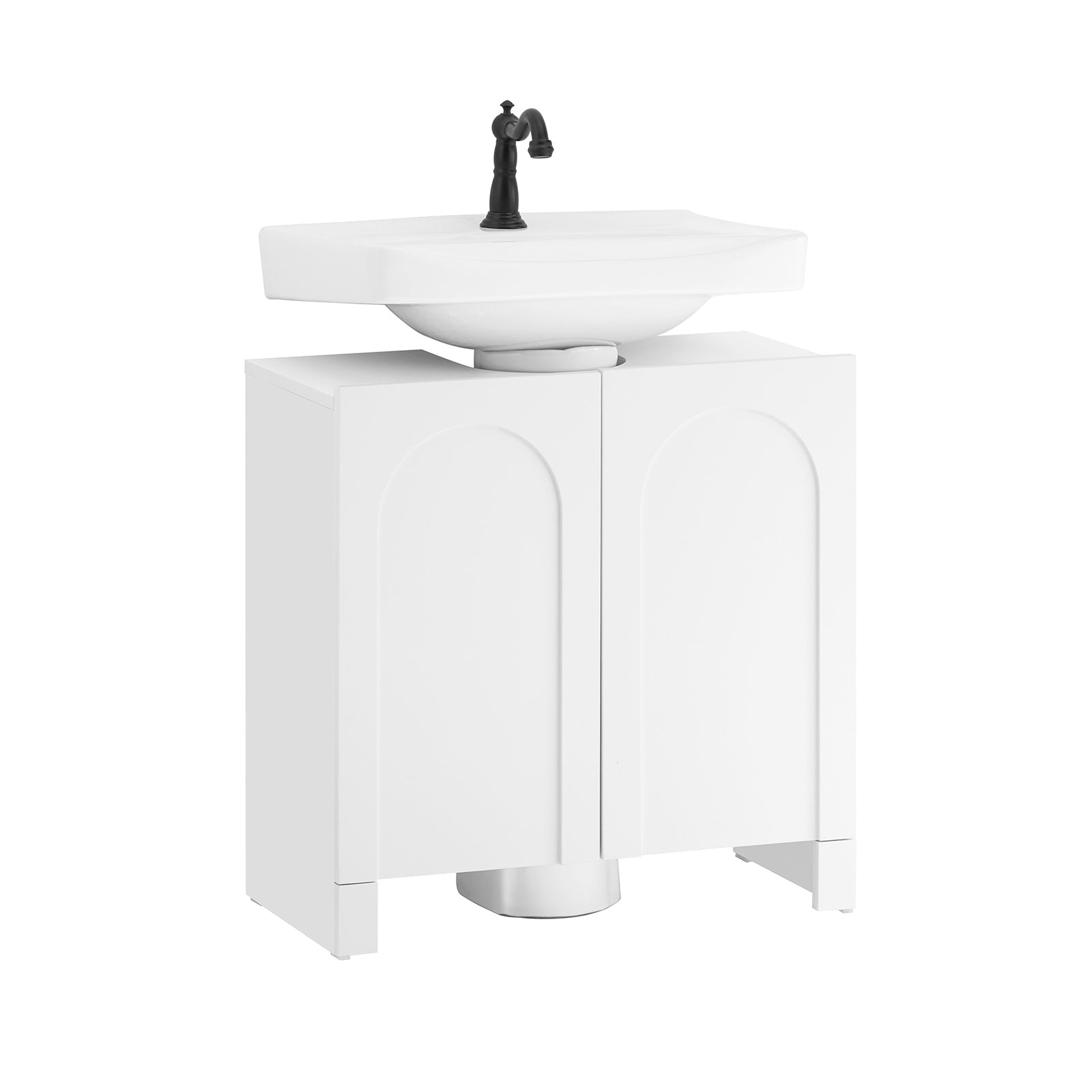 SoBuy BZR164-W Meubly sous-Lavabo, Meubly sous-Vasque avec 2 propriétés et 2 Portes de Salle de Bain