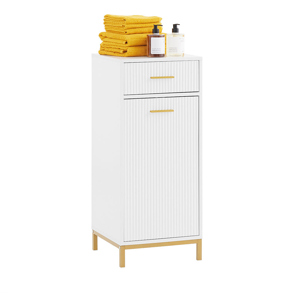 SoBuy BZR180-W Armoire à Linge, Corbeille à Linge, Meuble Bas de Salle de Bain sur Pieds
