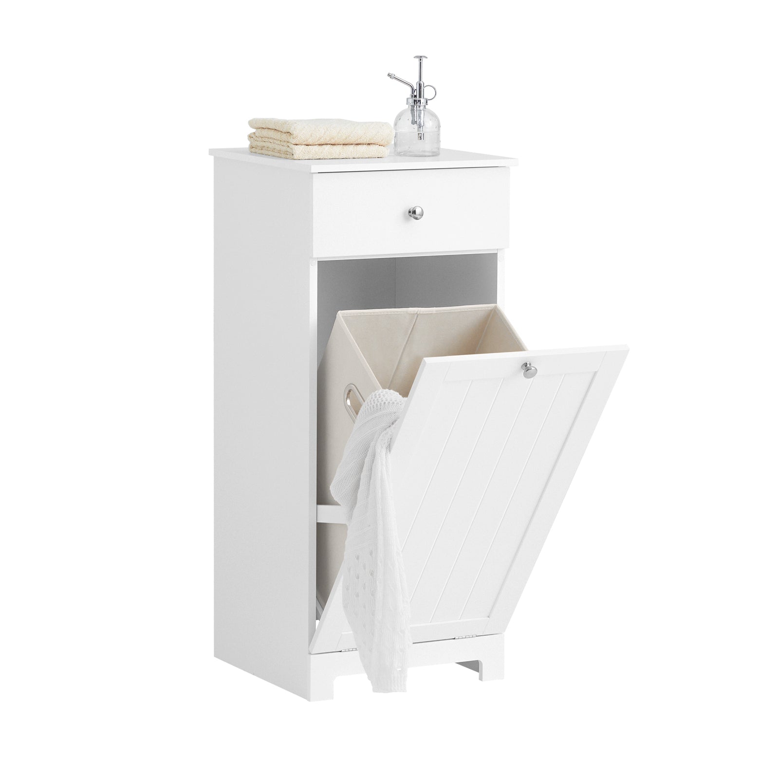 SoBuy BZR21-W Meuble Bas de Salle de Bain Armoire Toilette Meuble de Rangement Corbeille