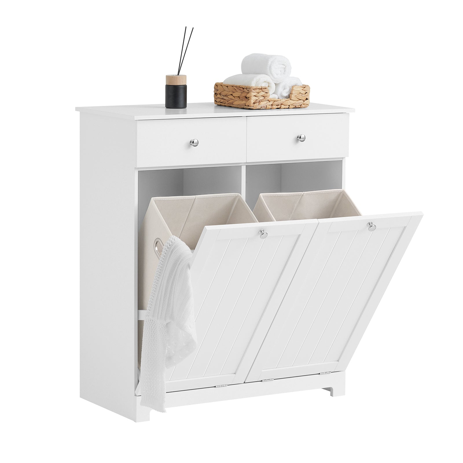SoBuy BZR33-W Meuble Bas de Salle de Bain Avec 2 Tiroirs et 2 Paniers