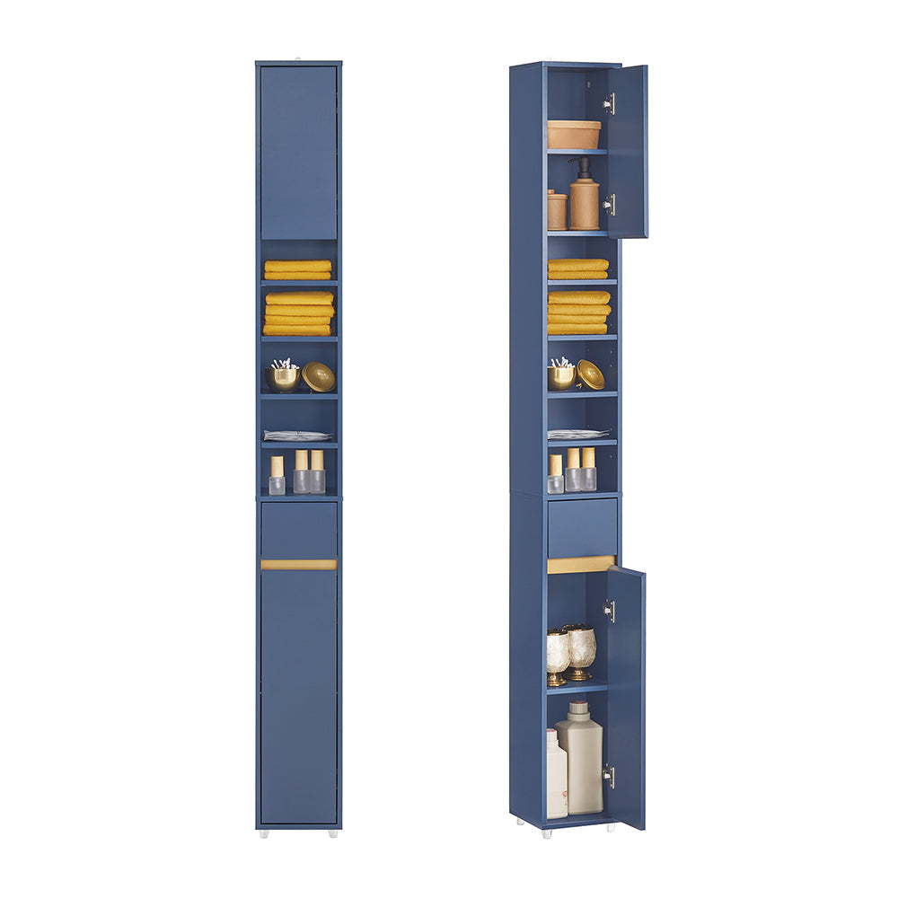 SoBuy BZR34-B Meuble Colonne Armoire Haut de Salle de Bain avec 1 Tiroir, 2 Portes et 5 Compartiments 