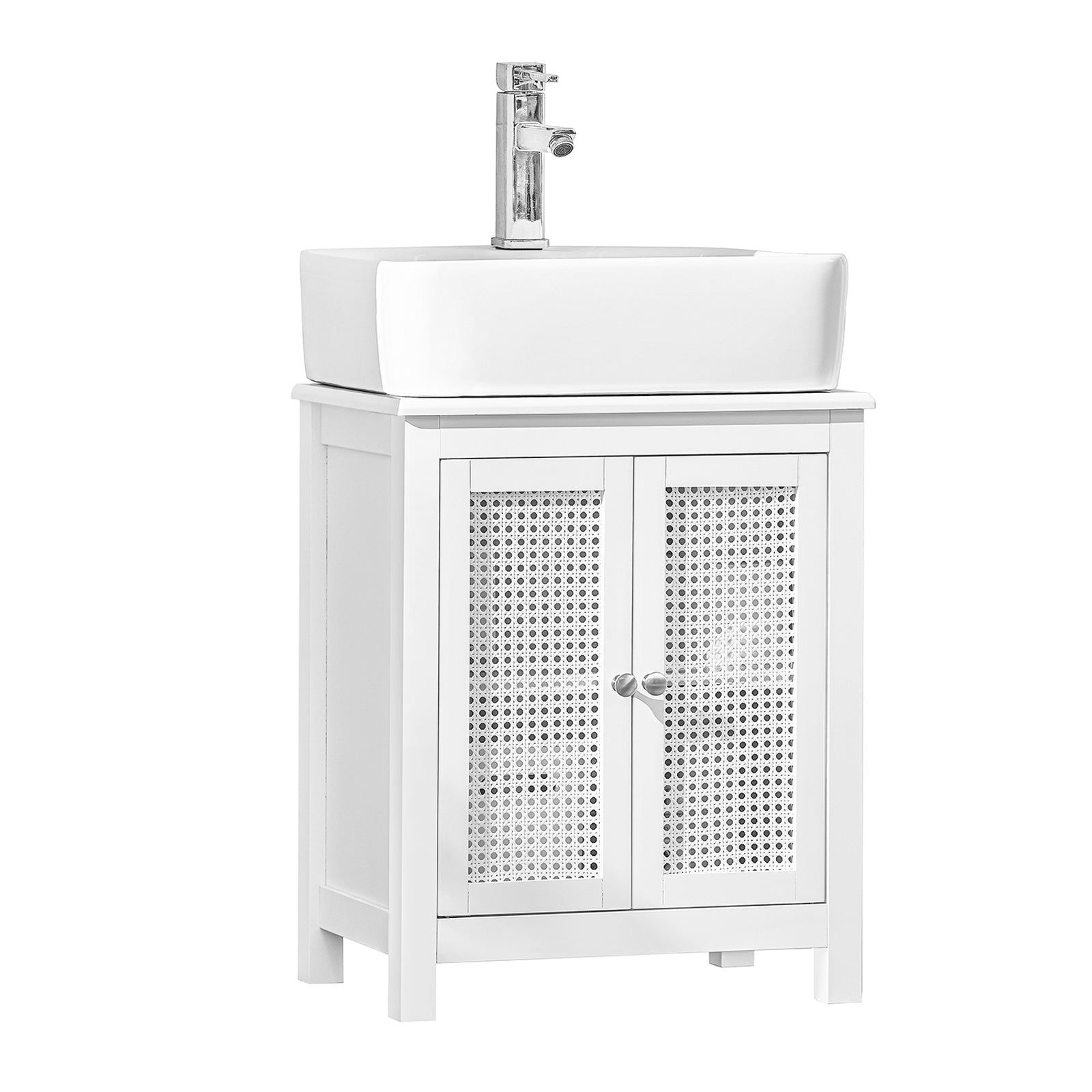 SoBuy BZR35-W Meuble sous-Lavabo Meuble sous-Vasque à 2 étages et 2 ports