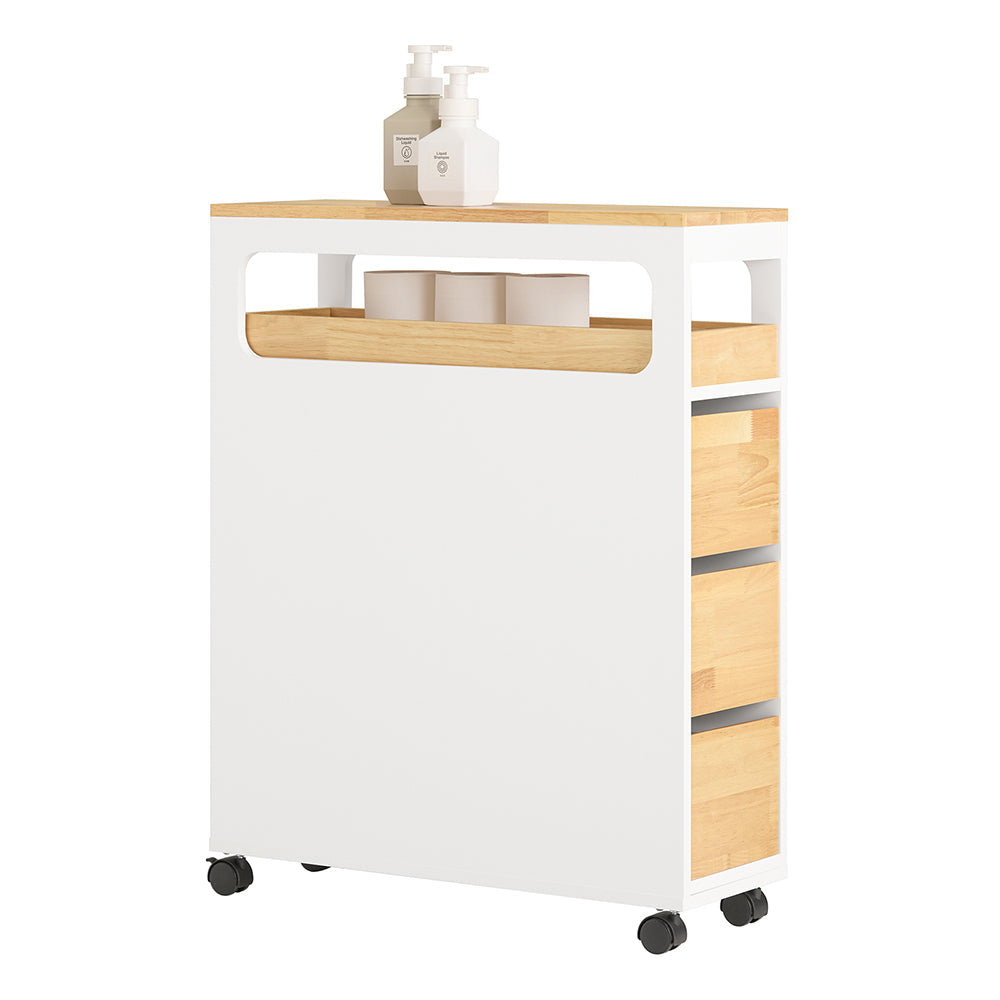 SoBuy BZR54-WN Meuble Étroit, Support Papier Toilette, Armoire Toilettes, avec 1 Plateau Amovible