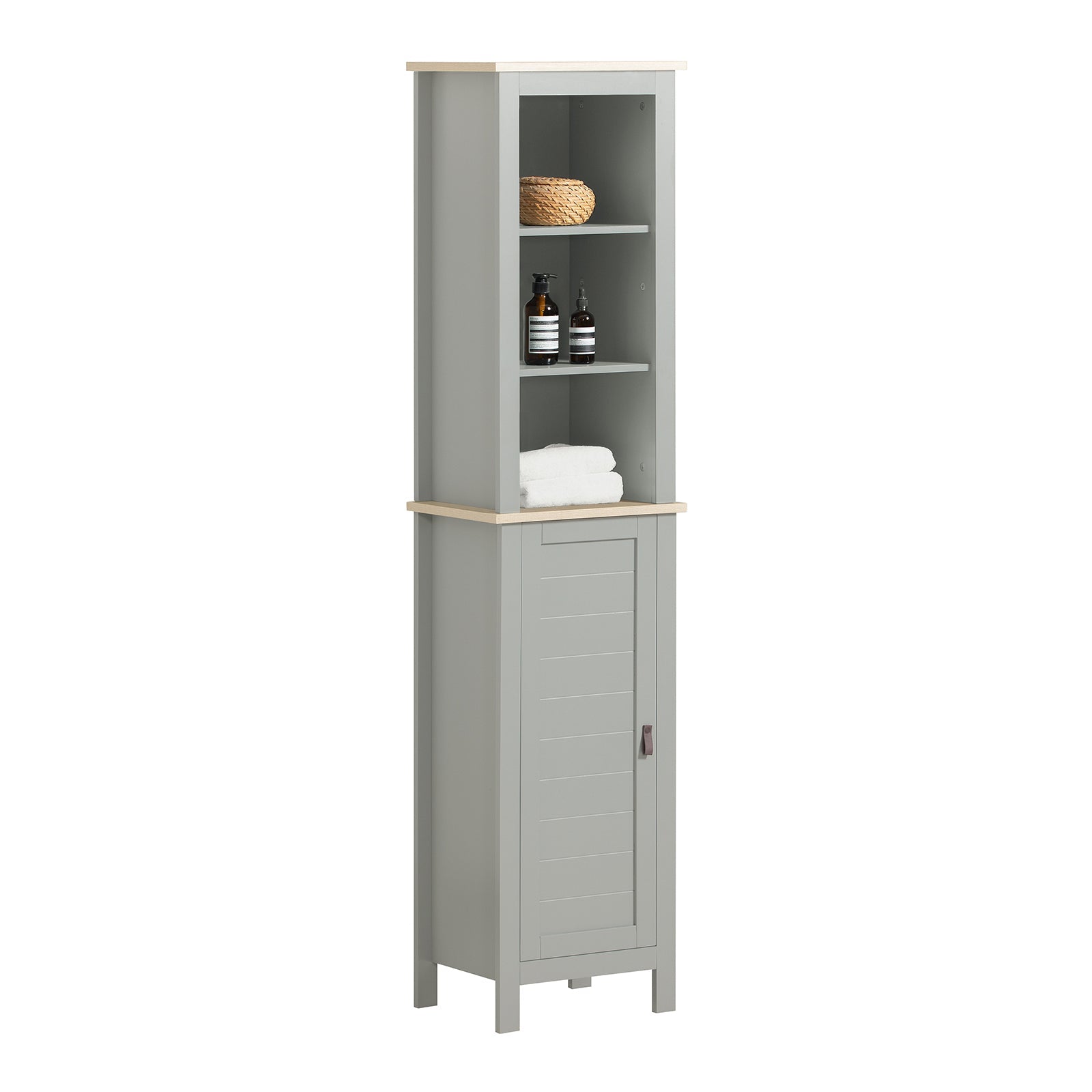 SoBuy BZR68-HG Meuble Colonne de Salle de Bain, Armoire Haute, Placard de Rangement, Étagère de Rangement, Colonne de Rangement