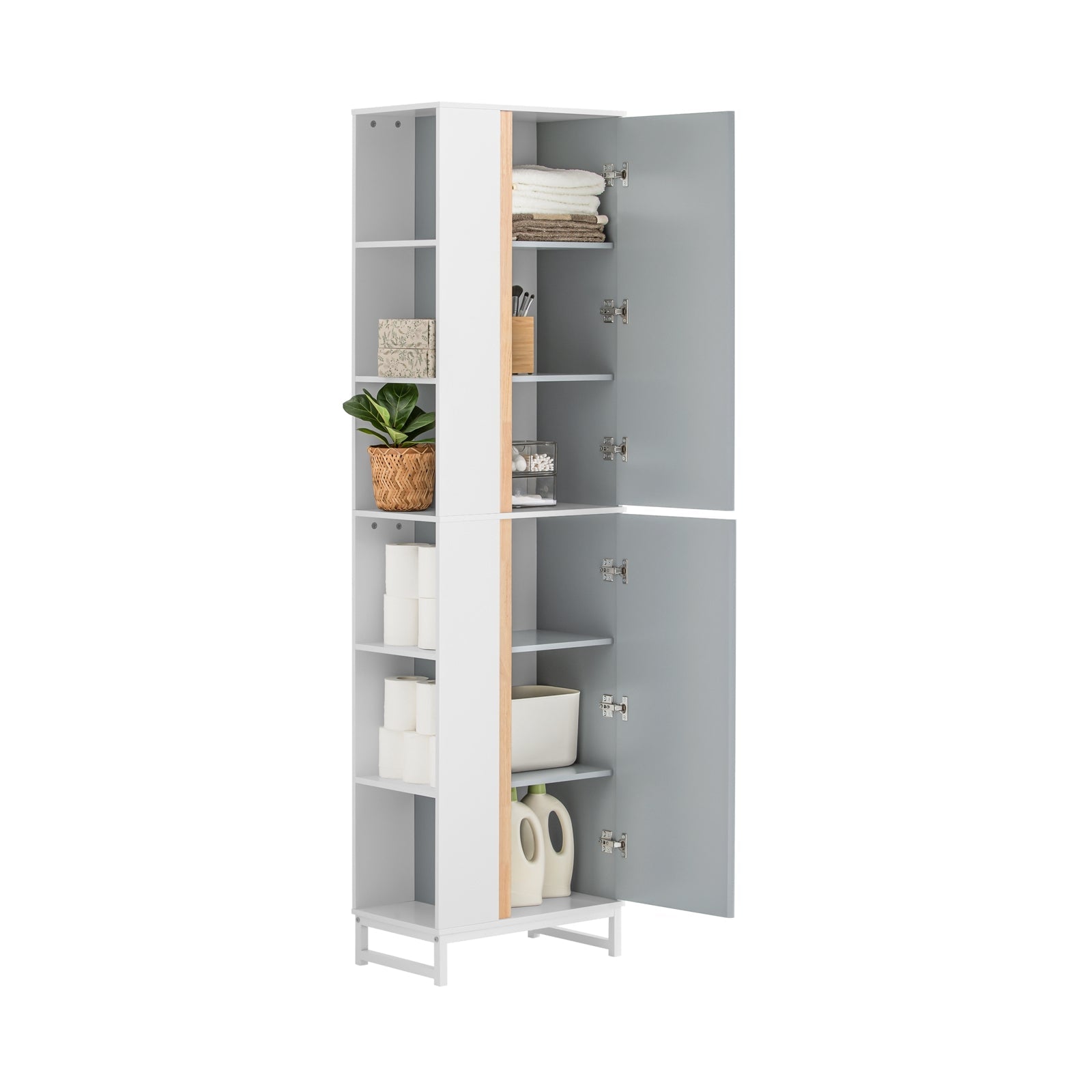 SoBuy BZR76-HG Meuble Colonne de Salle de Bain Placard Armoire Toilette Haute Etagères de Rangement