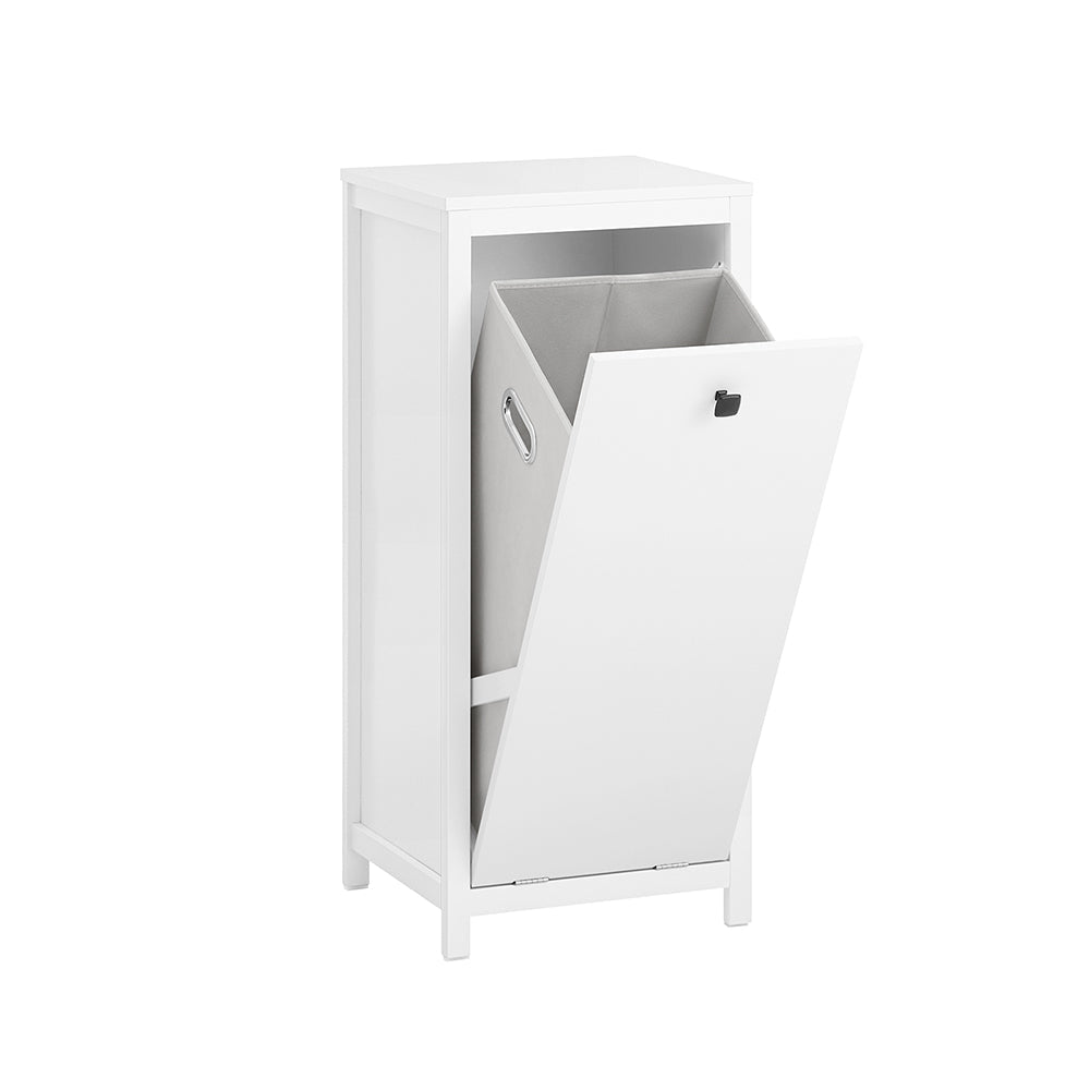 SoBuy BZR96-W Armoire à Linge avec Sac à Linge, Meuble Bas de Salle de Bain, Coffre à Linge, Porte Vêtement | Prévente