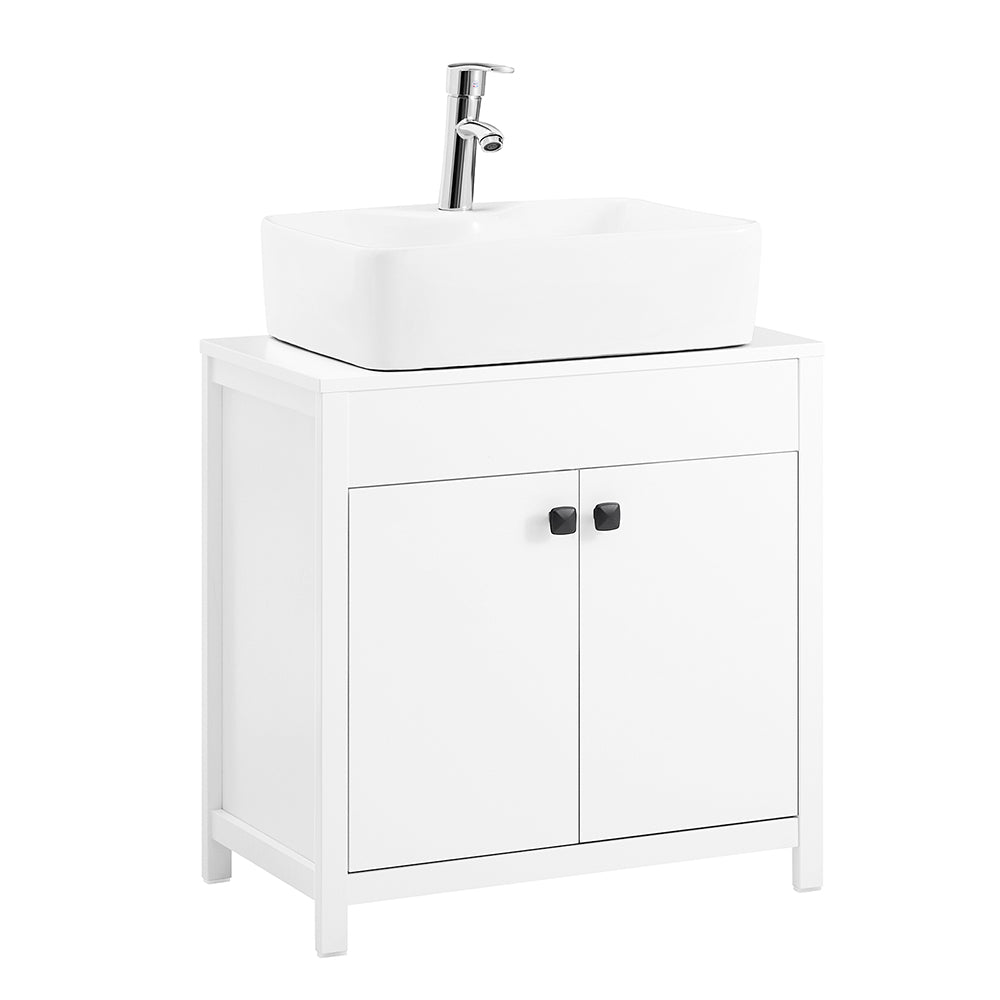 SoBuy BZR98-W Meubly sous-Lavabo, Meubly sous-Vasque à 2 étages réglables et 2 Portes