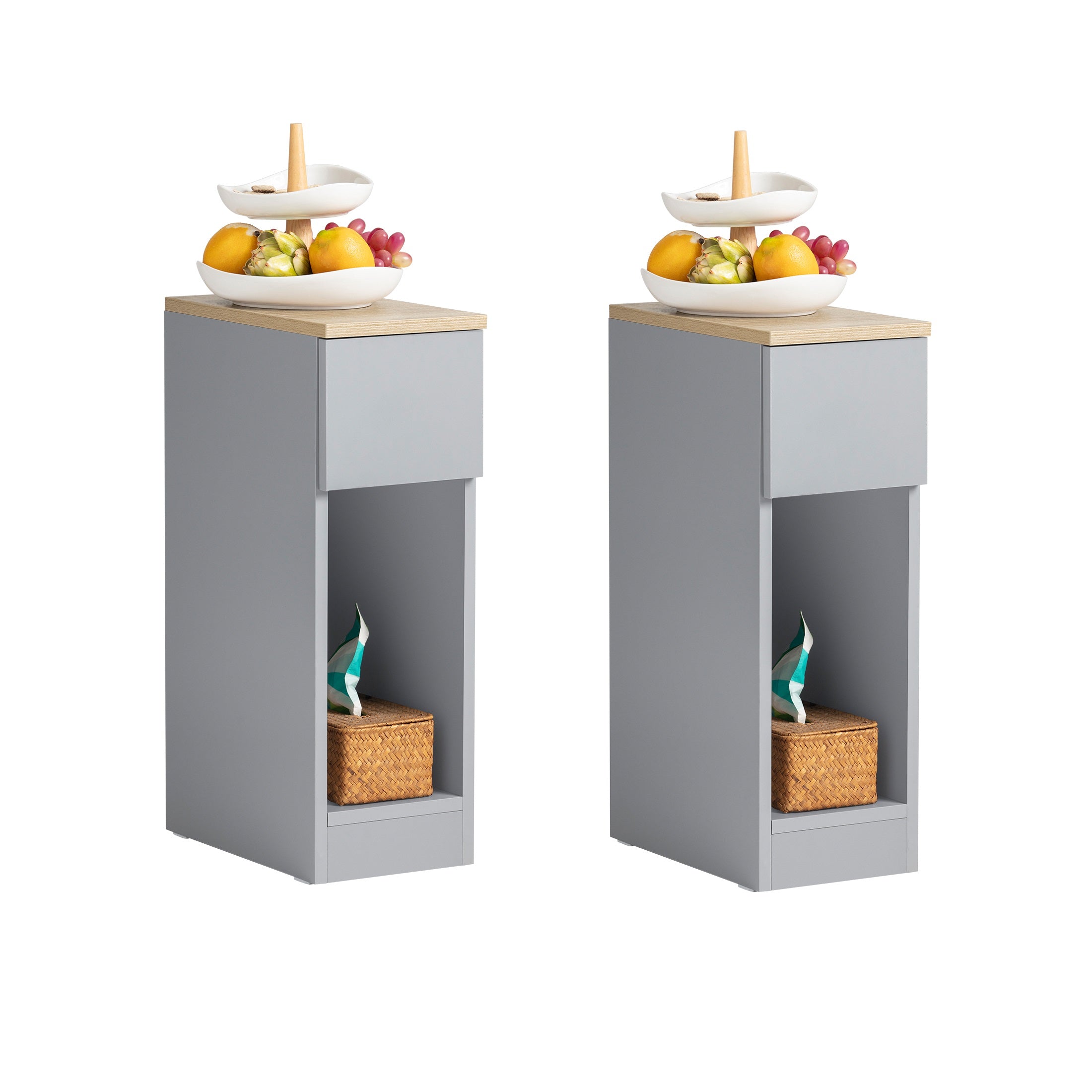 SoBuy FBT111-HGx2 Lot de 2 Tables Chevet Table Nuit Bout Canapé Table Canapé Table d'Appoint Table Basse avec Tiroir