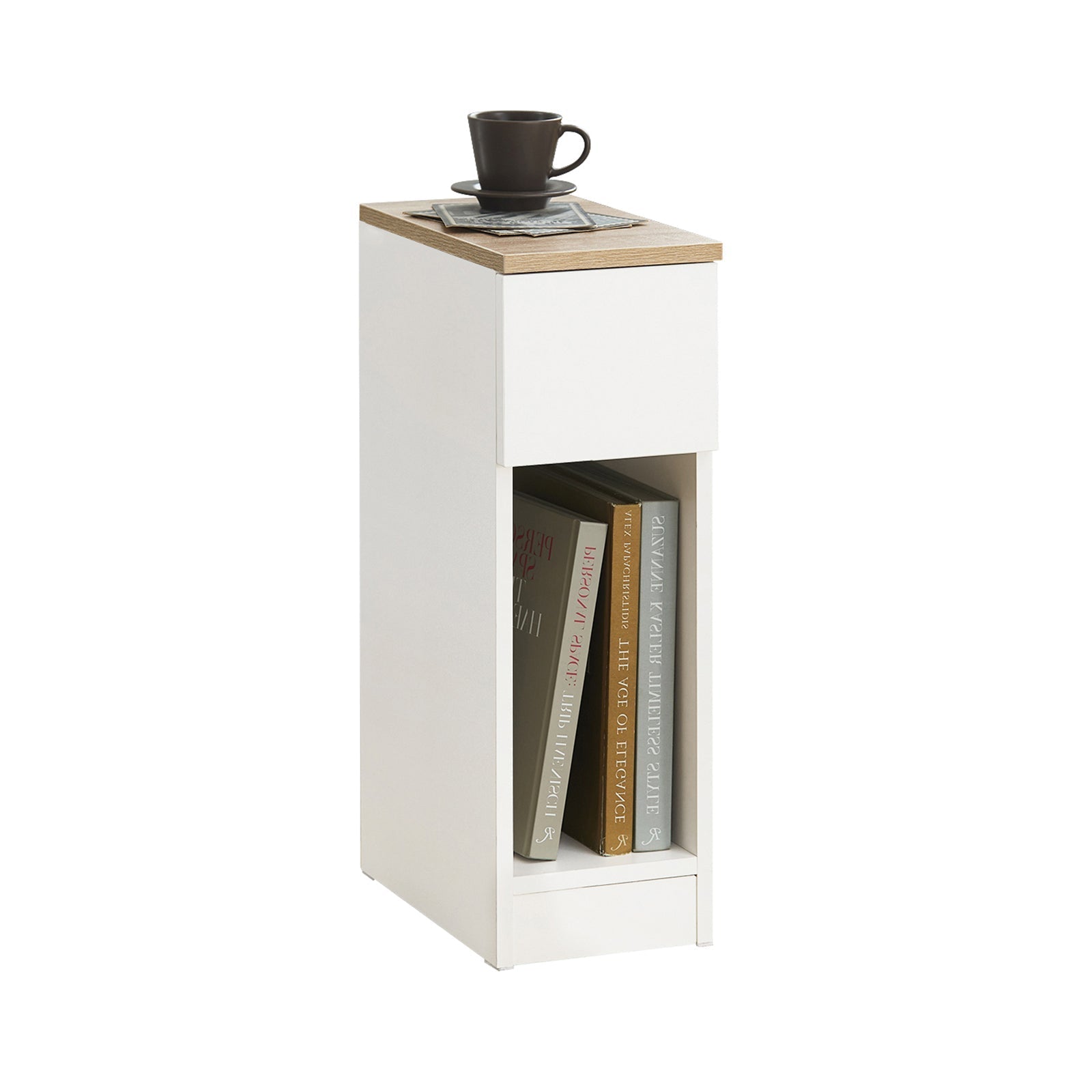 SoBuy FBT111-WN Table de Chevet Table de Nuit Bout Canapé Table d'Appoint avec Tiroir