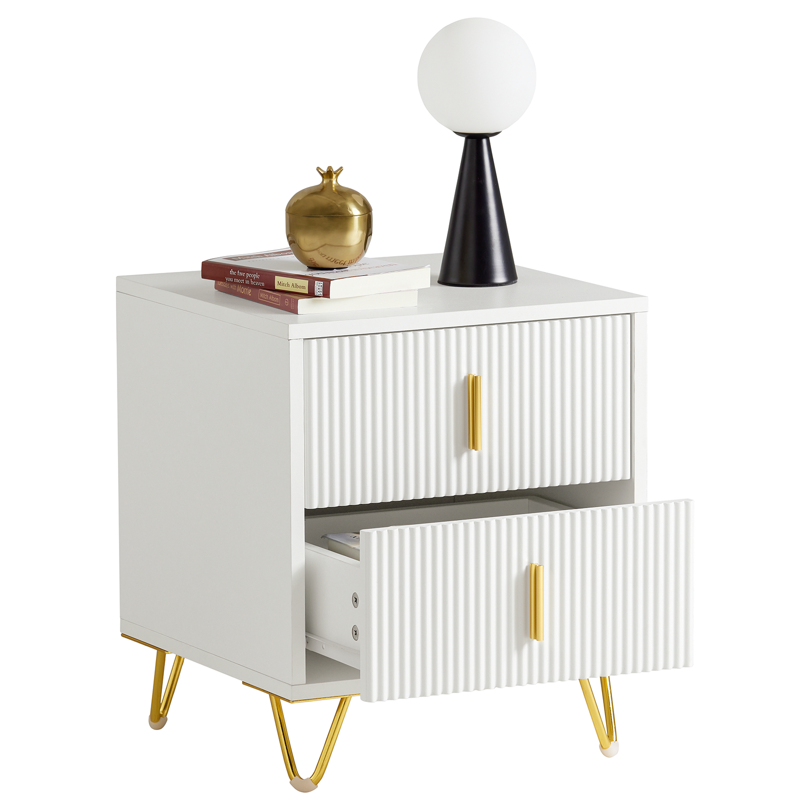 SoBuy FBT115-W Table de Chevet Blanche Table de Nuit Table d'Appoint avec 2 Tiroirs Table de Café