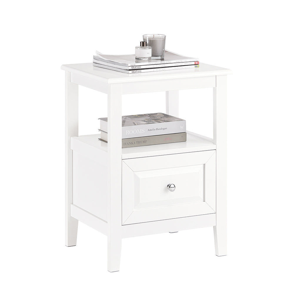 SoBuy FBT131-W Table de Chevet, Table d'Appoint, Bout de Canapé avec 1 Tiroir, Table de Nuit Convient pour Tout Lit et Toute Chambre