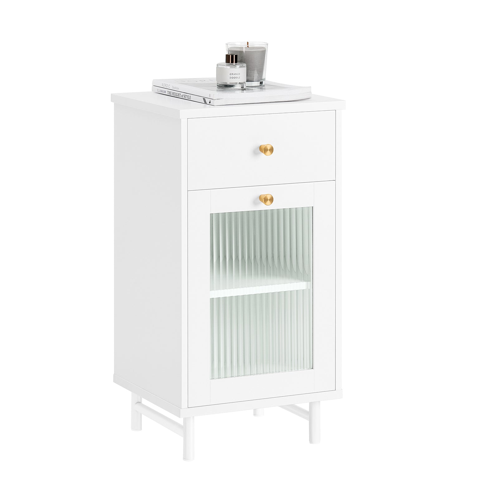 SoBuy FBT133-W Table de chevet Table Nuit Bout Canapé Table d'appoint Table Telephone Table Lit 1 Tiroir et 1 Porte