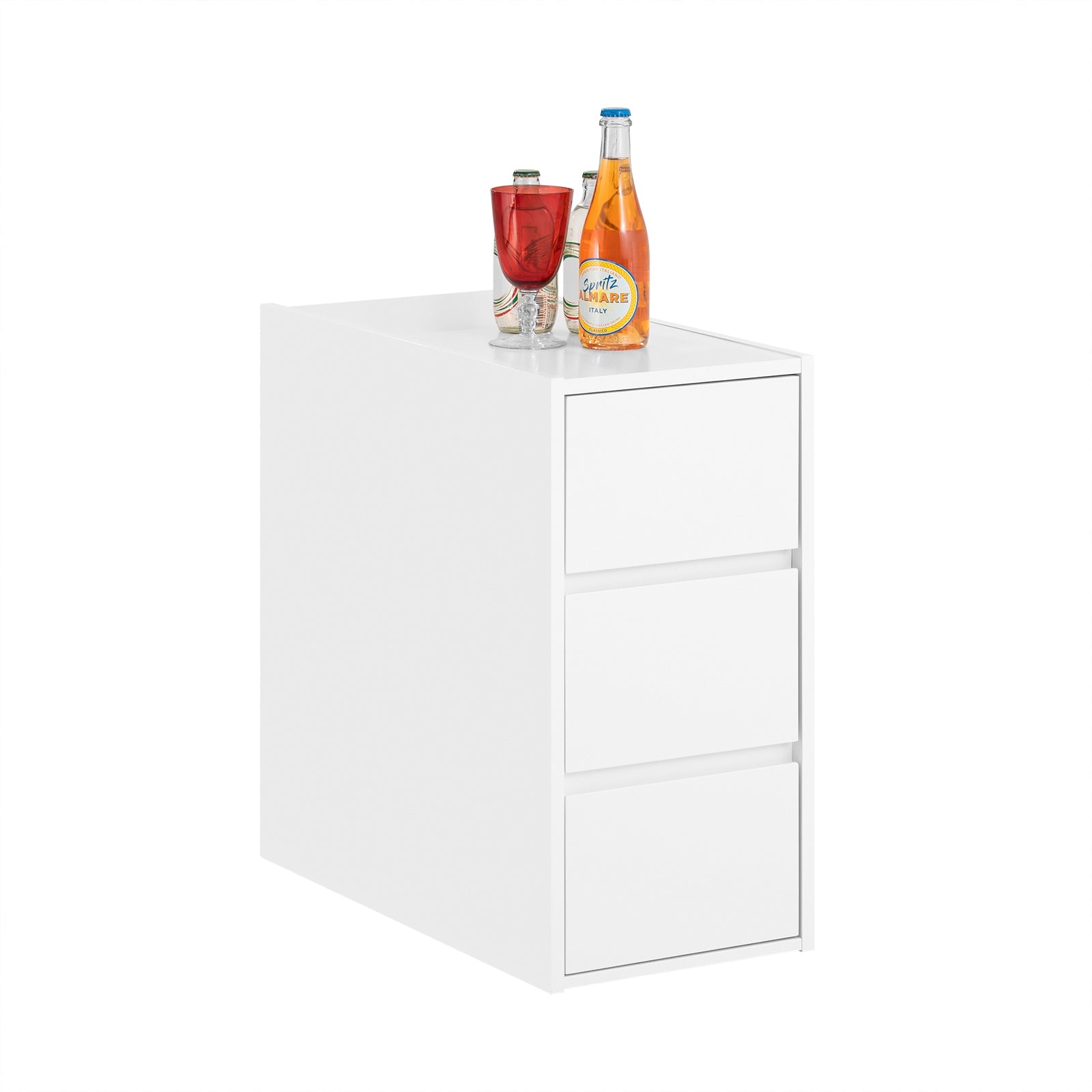 SoBuy FBT144-W Boutique Canapé Table Nuit Table Chevet Table D'appoint Table Café, 1 Plateau Rabattable et 3 Tiroirs