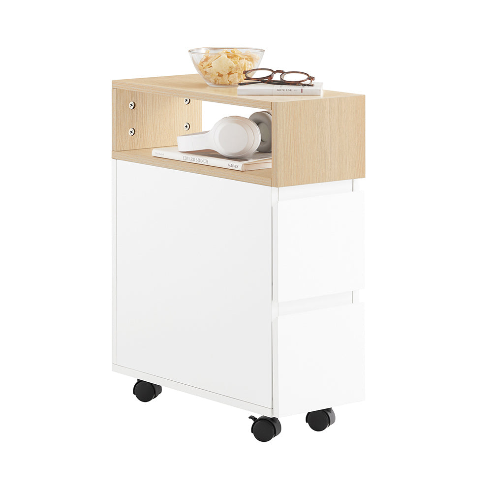 SoBuy FBT155-WN Boutique Canapé Sur Roulettes Table Chevet Table Nuit Table d'Appoint