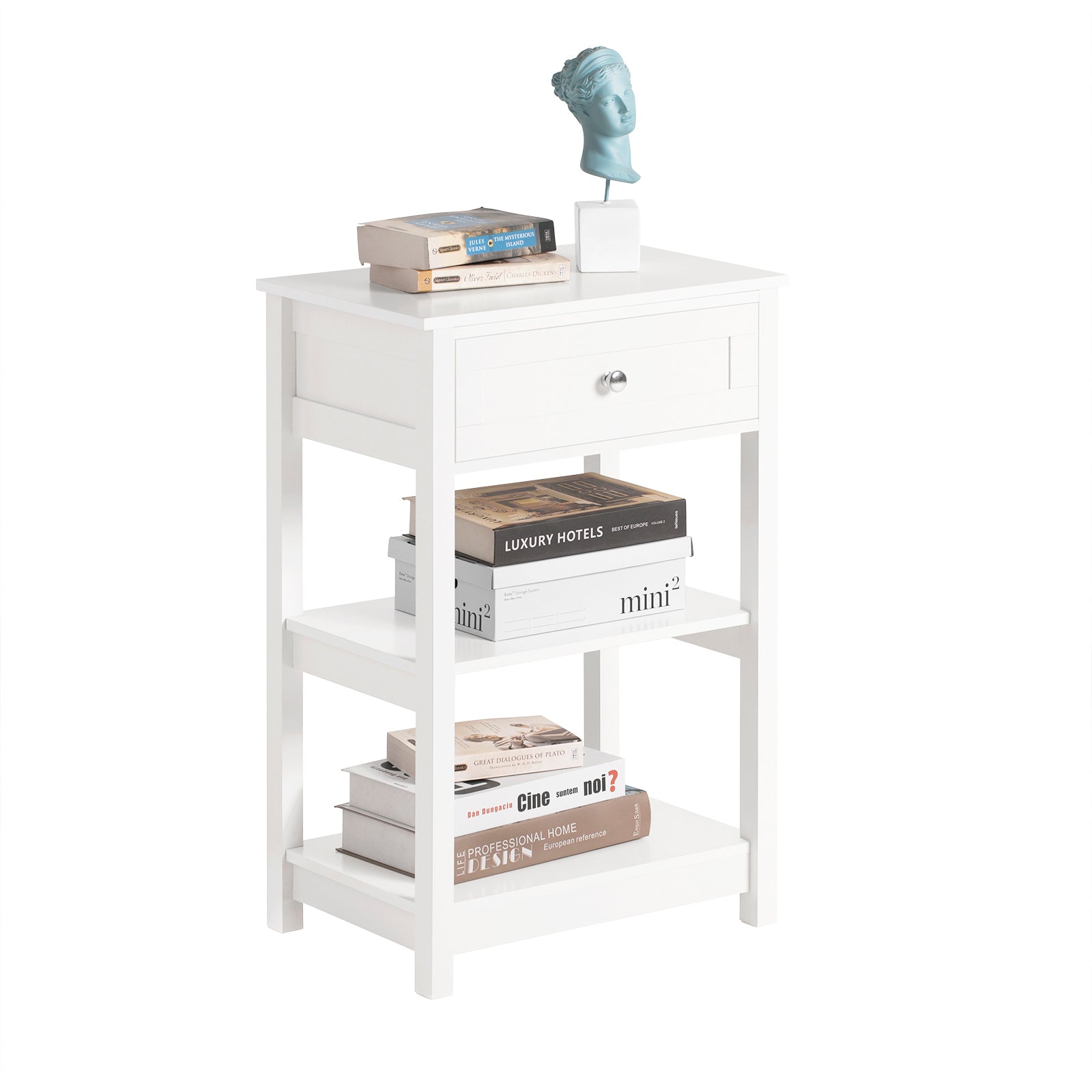 SoBuy FBT46-W Table de Chevet Bout de Canapé Table d'Appoint, Blanc