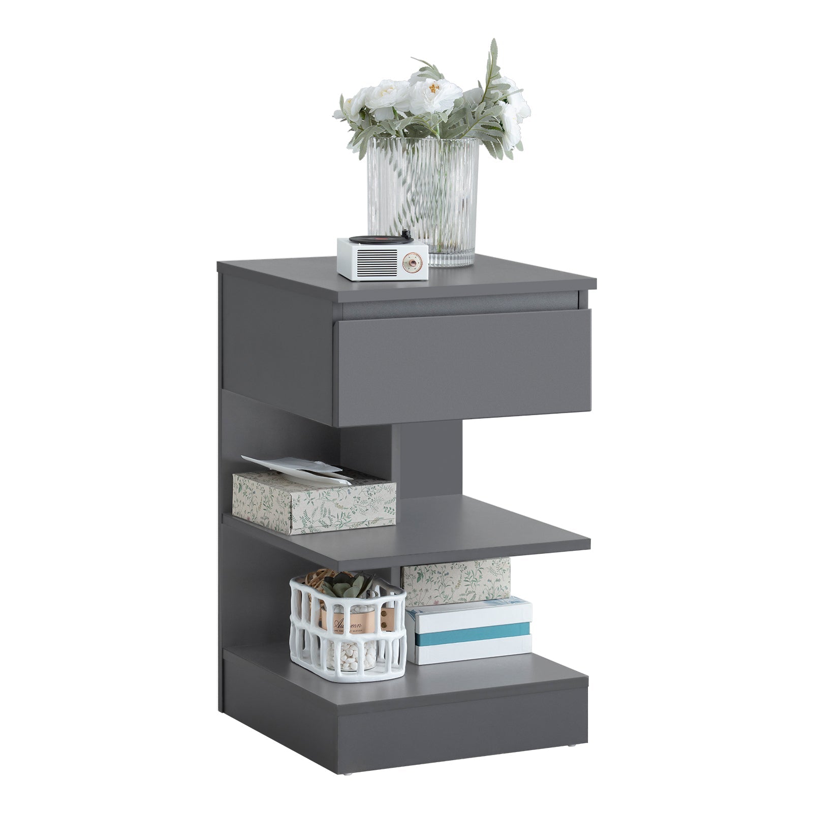 SoBuy FBT49-HG Boutique Canapé Table d'appoint Table de chevet avec 2 étagères de rangement