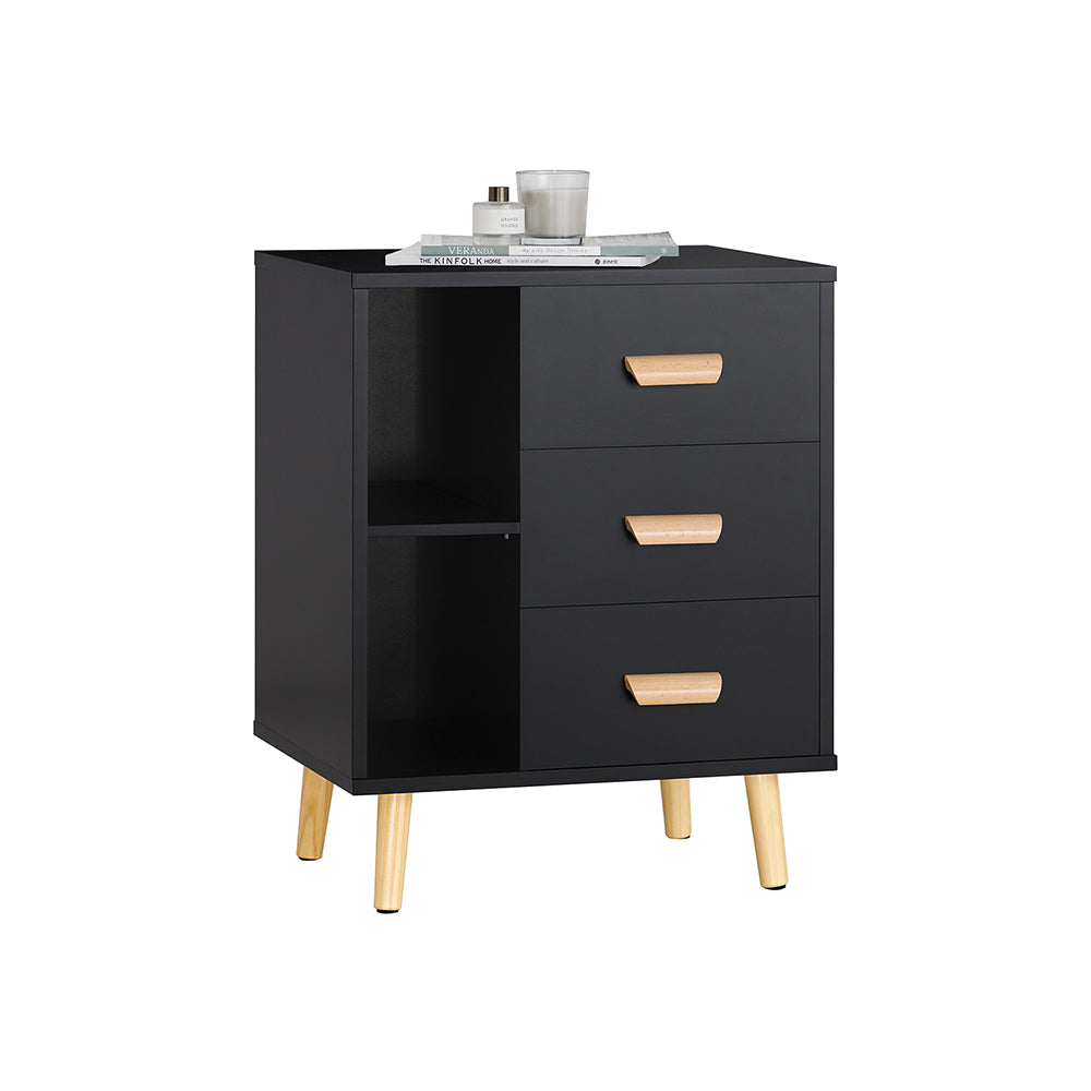 SoBuy FBT95-SCH Table d'Appoint Canapé Table de chevet Table de nuit avec 3 dalles et 2 étagères de rangement 