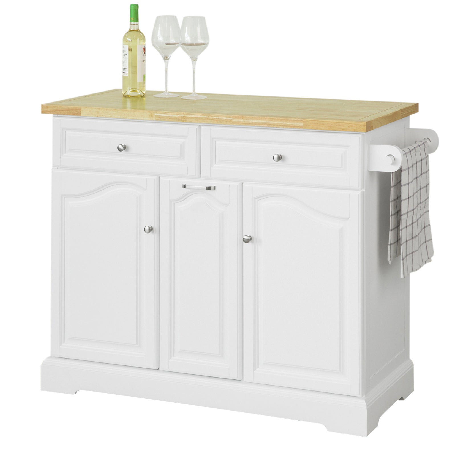 SoBuy FKW100-WN Dessert Roulette Meubly Rangement et Roulettes Chariot de Service Buffet Commode Bahut en Bois