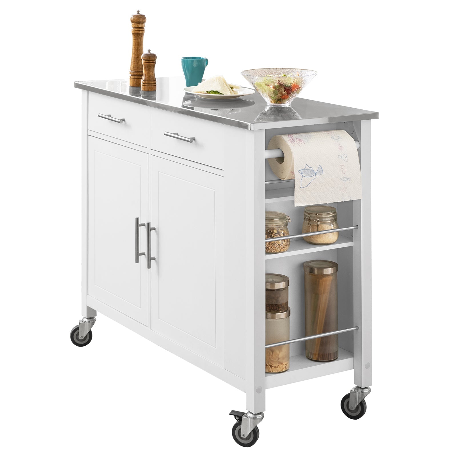 SoBuy FKW108-W Desserte Roulante Chariot de Cuisine Meuble de Rangement à roulettes Buffet Blanc