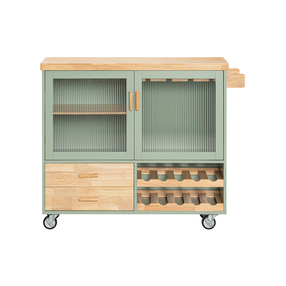 SoBuy FKW114-GR Dessert avec Plateau en Bois d'Hévéa, Porte-Bouteilles à 2 Niveaux