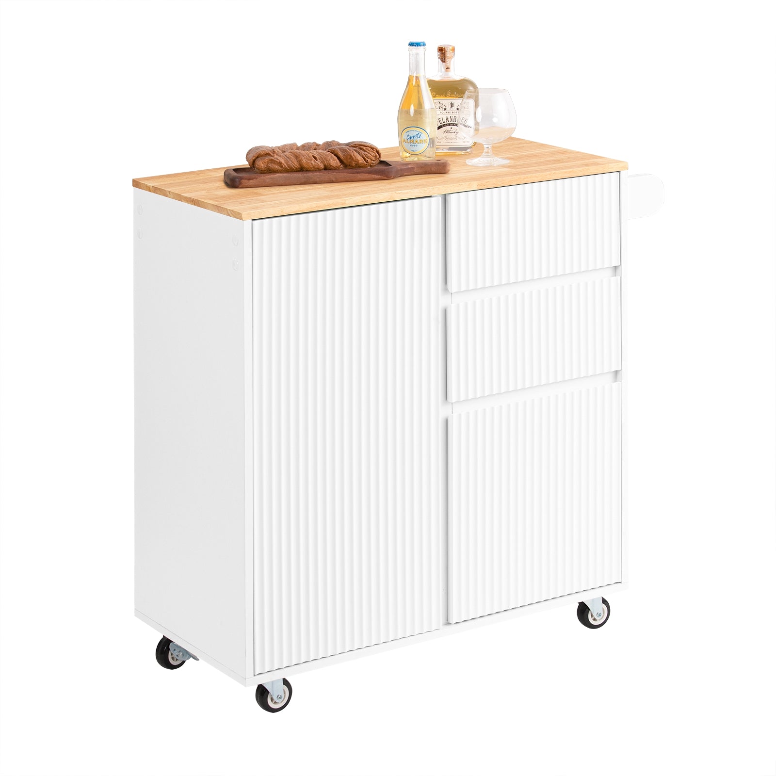 SoBuy FKW124-WN Dessert de Cuisine et roulettes Chariot de Service avec 2 Tiroirs, 2 Portes, Porte-torchon |Prévente