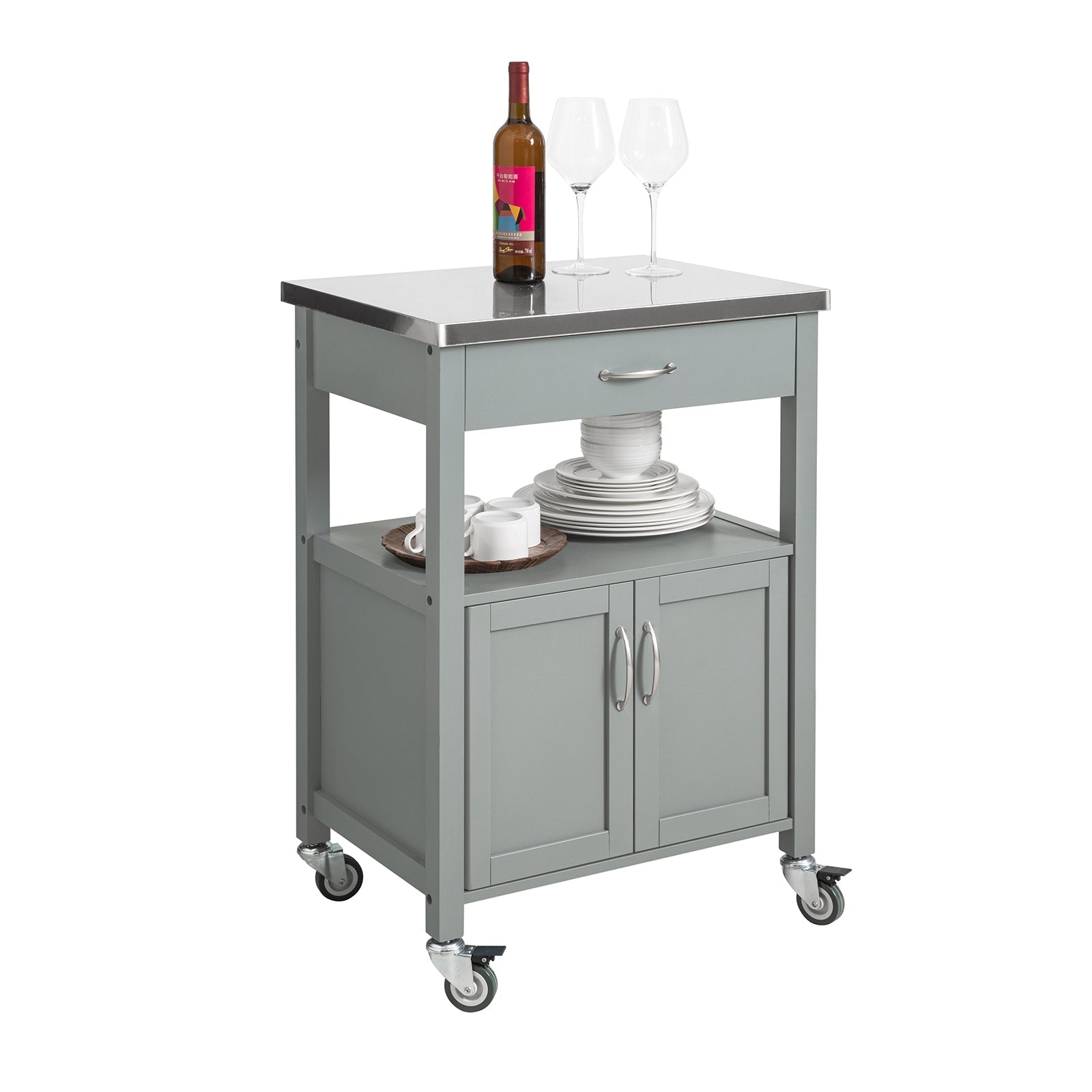 SoBuy FKW22-HG Desserte avec Plateau en Acier INOX