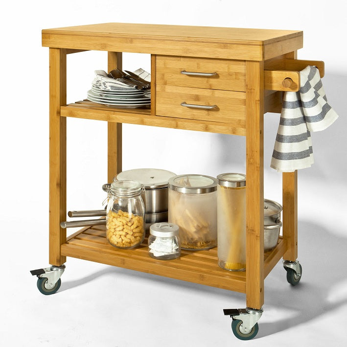 SoBuy FKW26-N Chariot de Cuisine Roulant en Bambou | Prévente