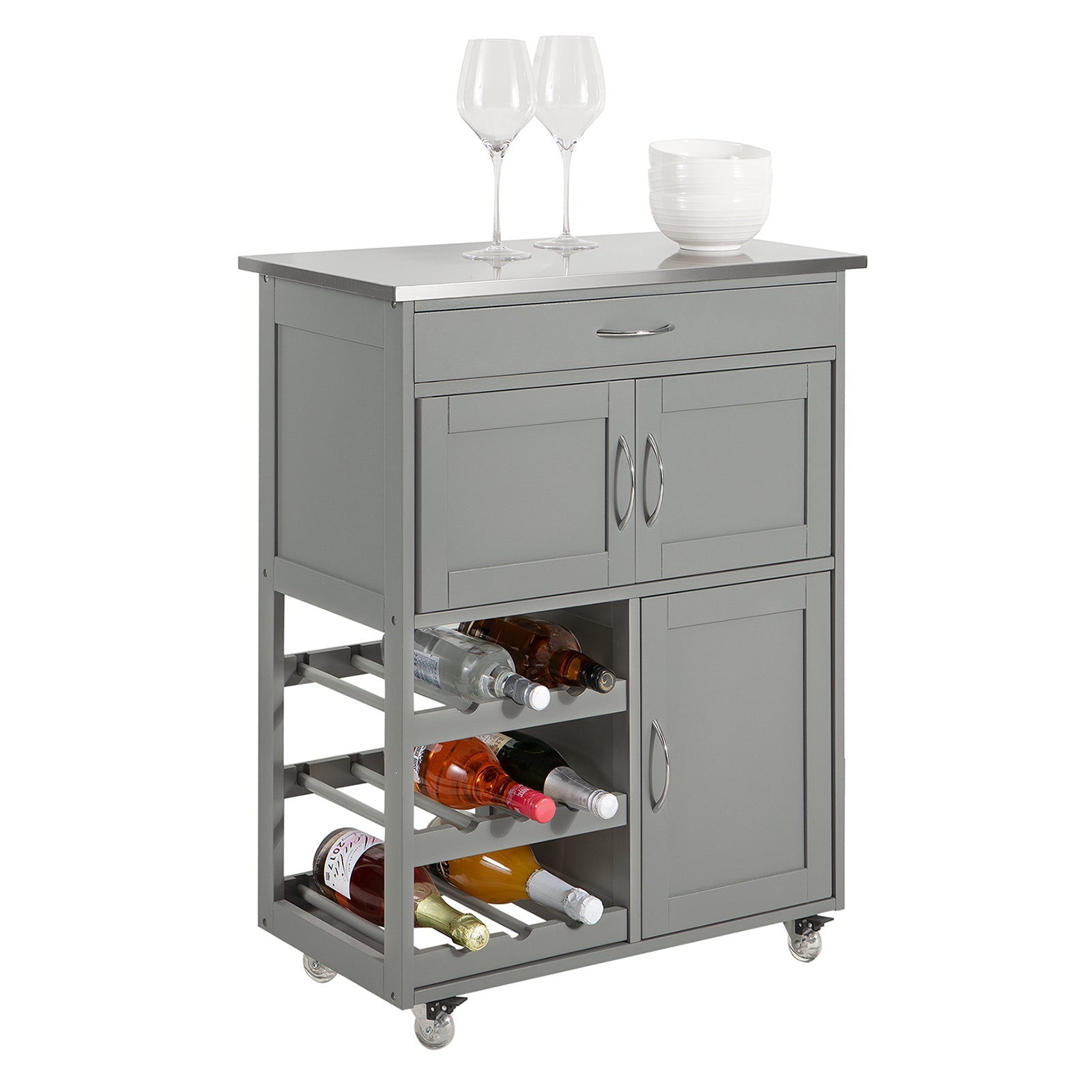 SoBuy FKW45-HG Desserte Chariot de Cuisine de Service Roulant, Meuble Armoire de Rangement Cusine Sur Roulettes 