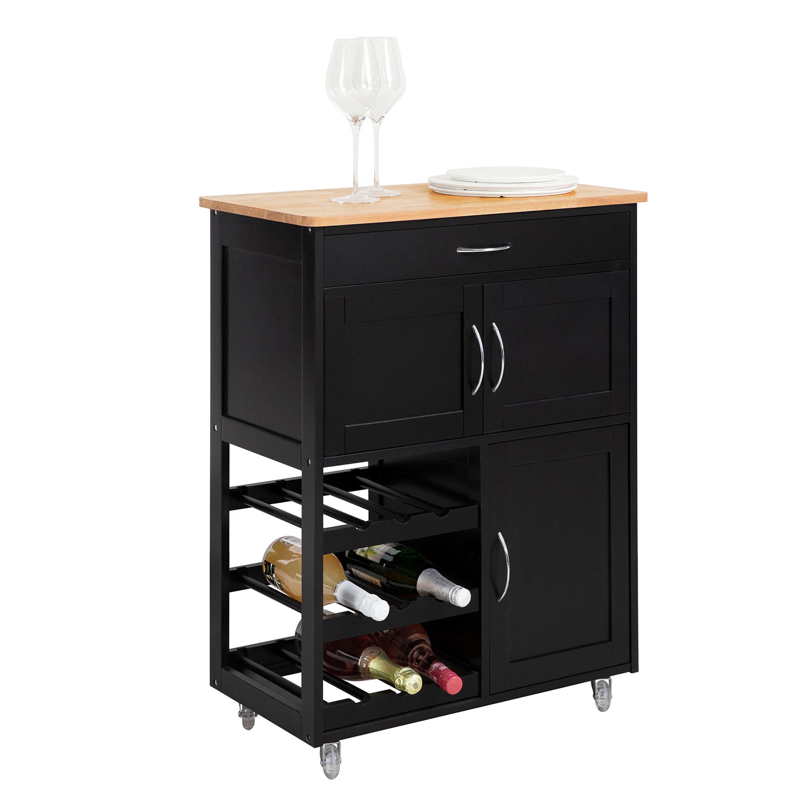 SoBuy FKW45-SCH Desserte Chariot de Cuisine de Service Roulant, Armoire de Rangement Cusine Sur Roulettes