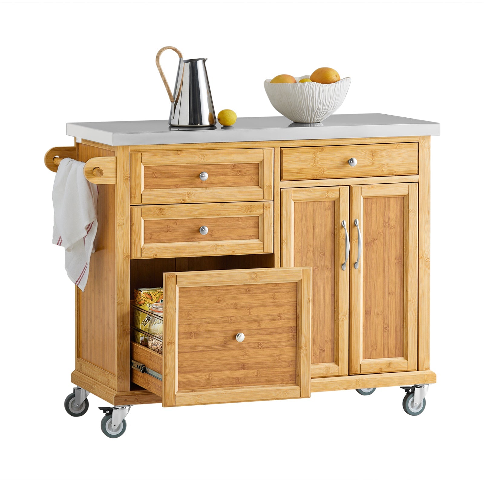 SoBuy FKW70-N Menu de Cuisine à Gamme Buffet de Cuisine Roulant Desserte Sur Roulettes