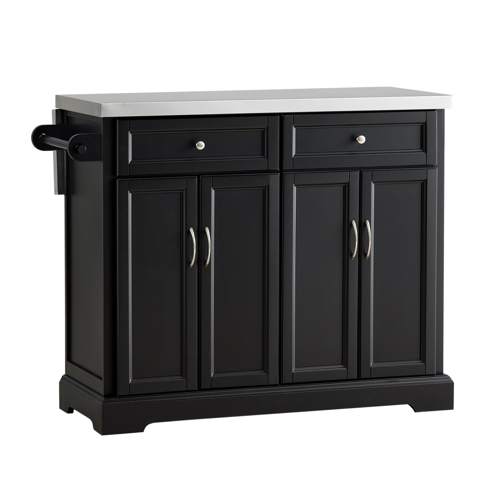 SoBuy FKW71-SCH Dessert de Cuisine à Roulettes – Îlot Central Avec Plan de Travail Extensible, 2 Tiroirs et Étagères réglables – Chariot Mobile pour Cuisine ou Salle à Manger, Noir, 115x92x(46-71)cm 