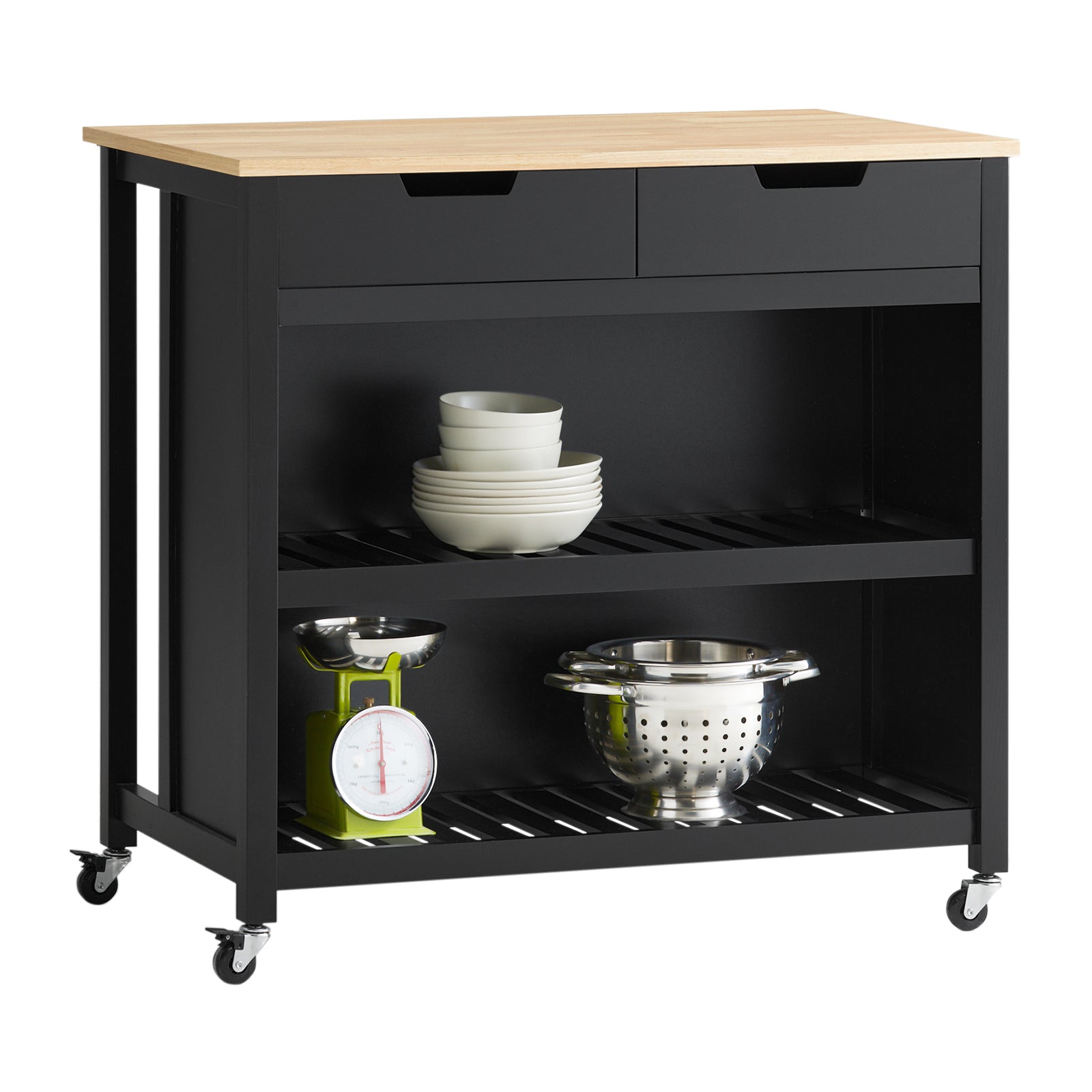 SoBuy FKW74-SCH Desserte Cuisine à roulettes Meuble Cuisine Rangement Petit Meuble de Cuisine Meuble Micro-Onde Meuble Cuisine Bas Plan de Travail Cuisine 100x60x94cm Noir 