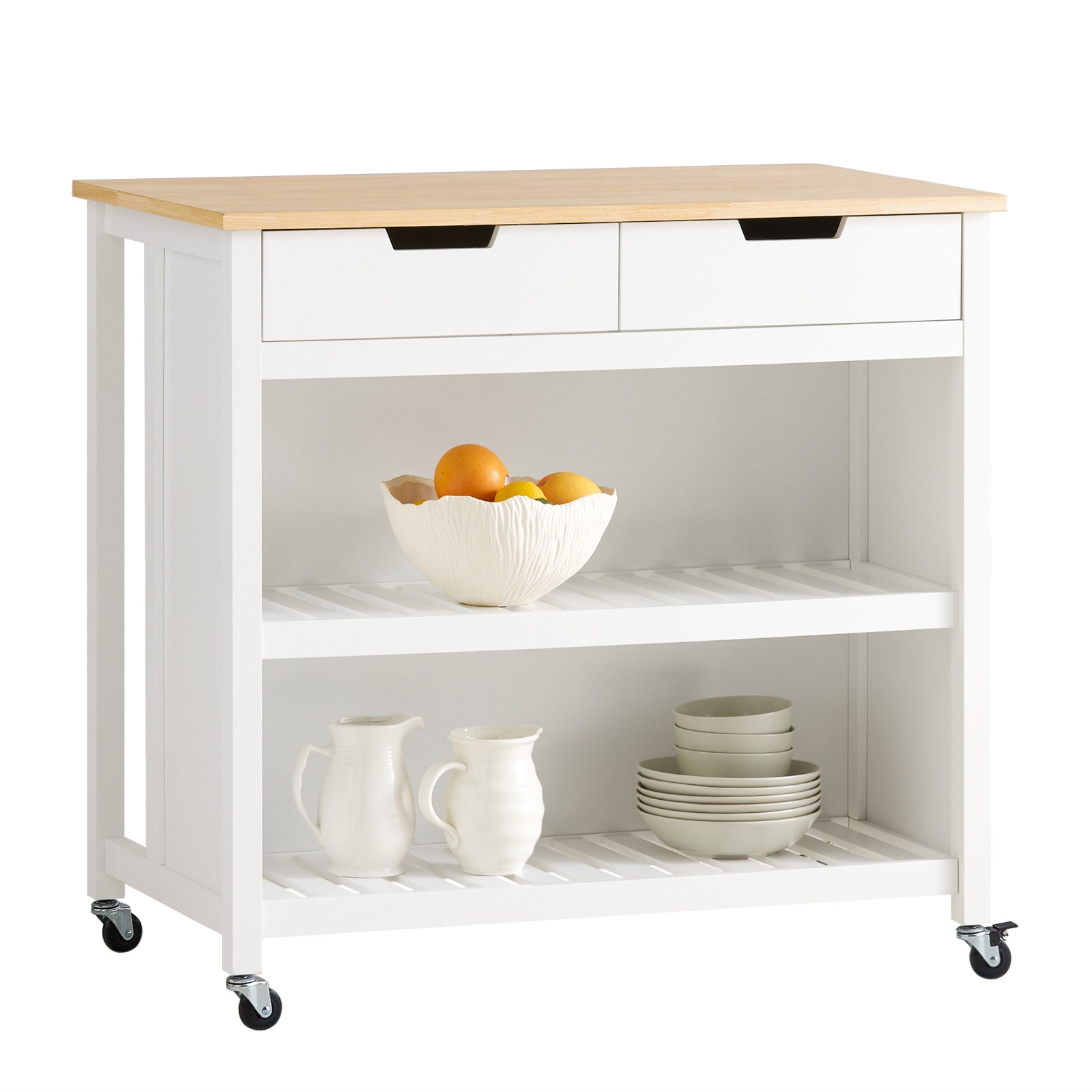SoBuy FKW74-WN Desserte Cuisine à roulettes Meuble Cuisine Rangement Petit Meuble de Cuisine Meuble Micro-Onde Meuble Cuisine Bas Plan de Travail Cuisine 100x60x94cm Blanc 